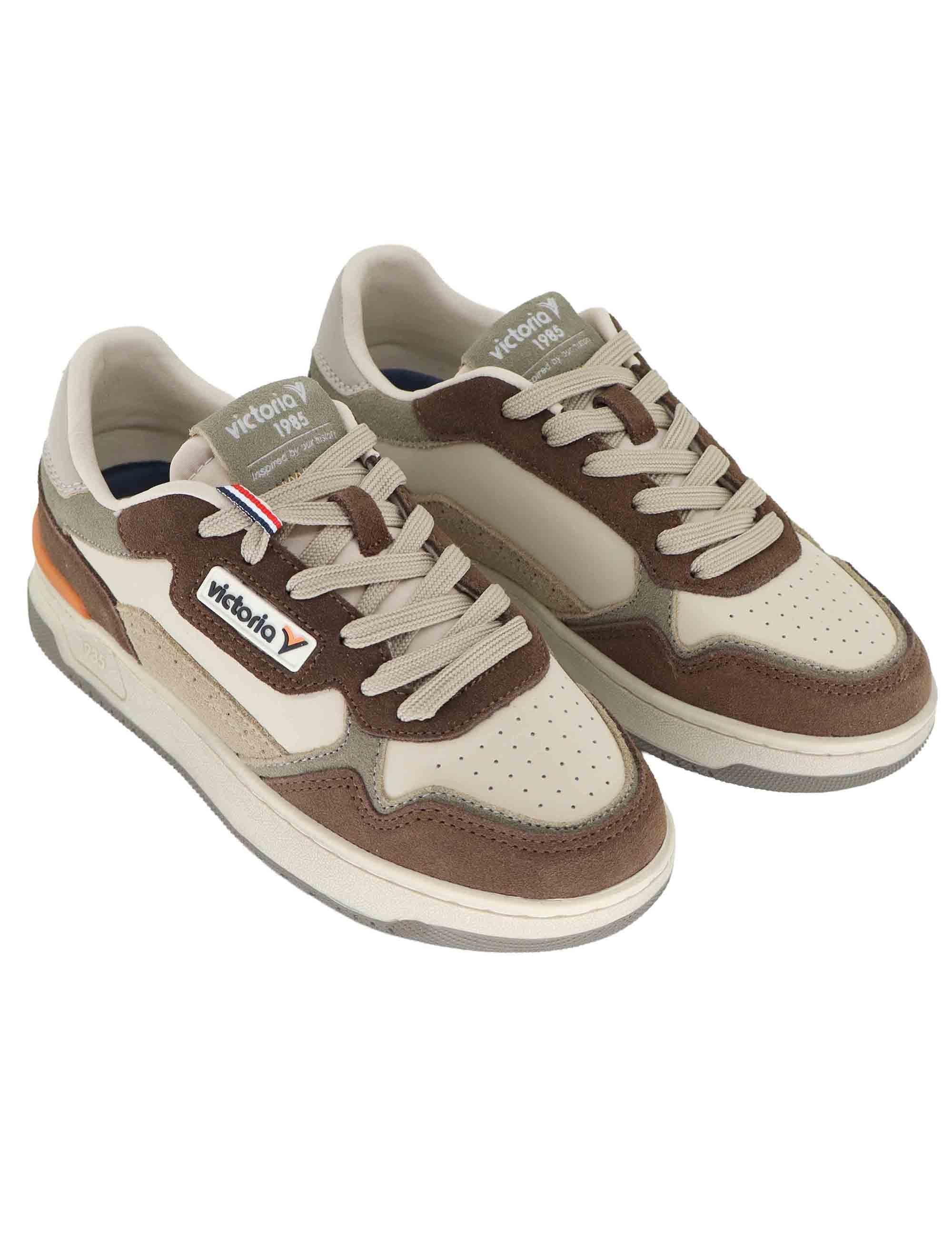 Sneakers donna in pelle e camoscio taupe 8800126 Taupe Victoria 