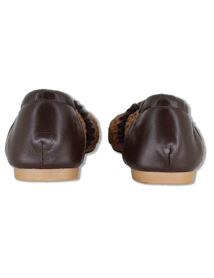 Ballerine donna in rafia cuoio intrecciata con elastico in pelle e tacco basso SP251400 014 Spatarella 