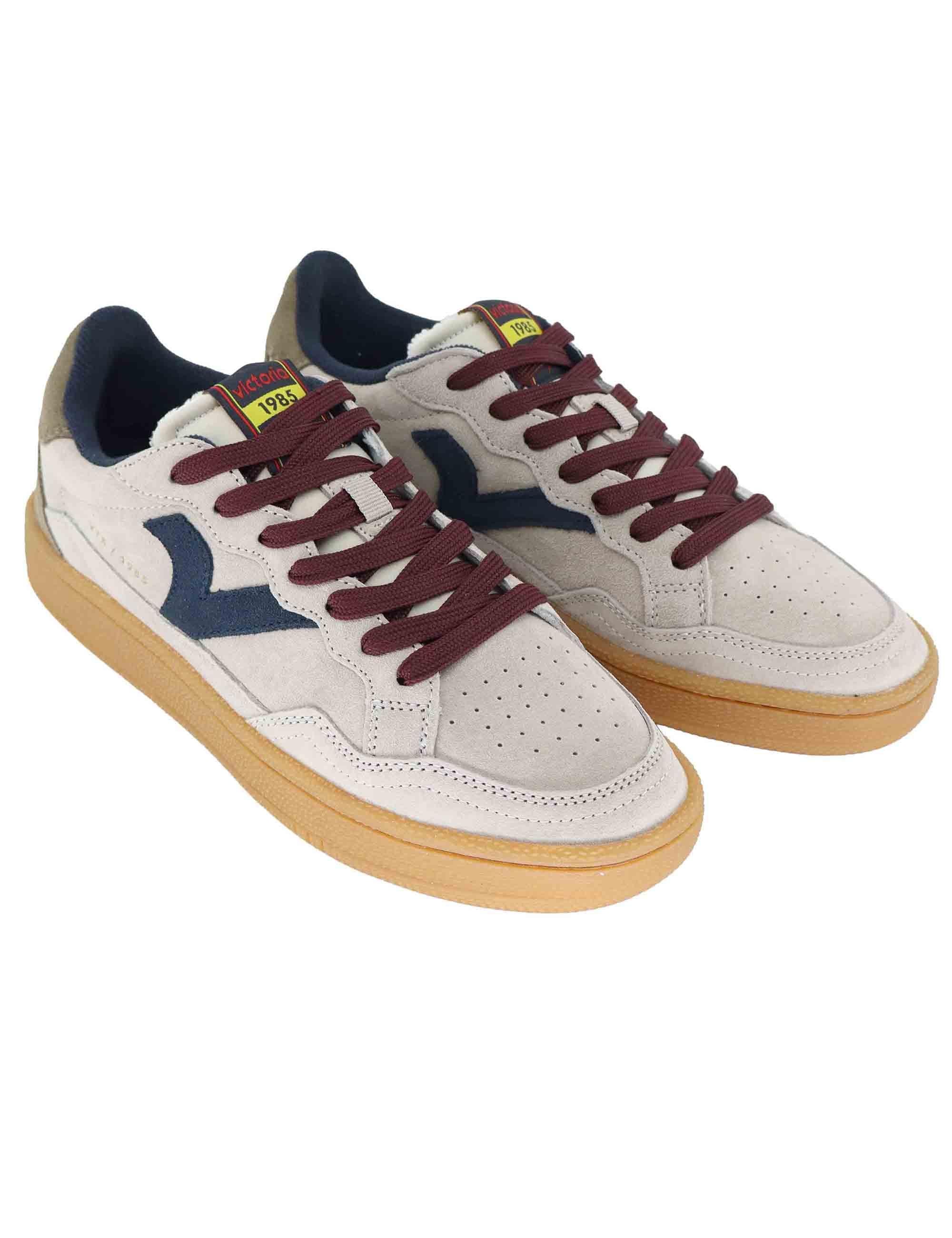 Sneakers uomo in camoscio taupe con suola ambra 8806111 Taupe Victoria 