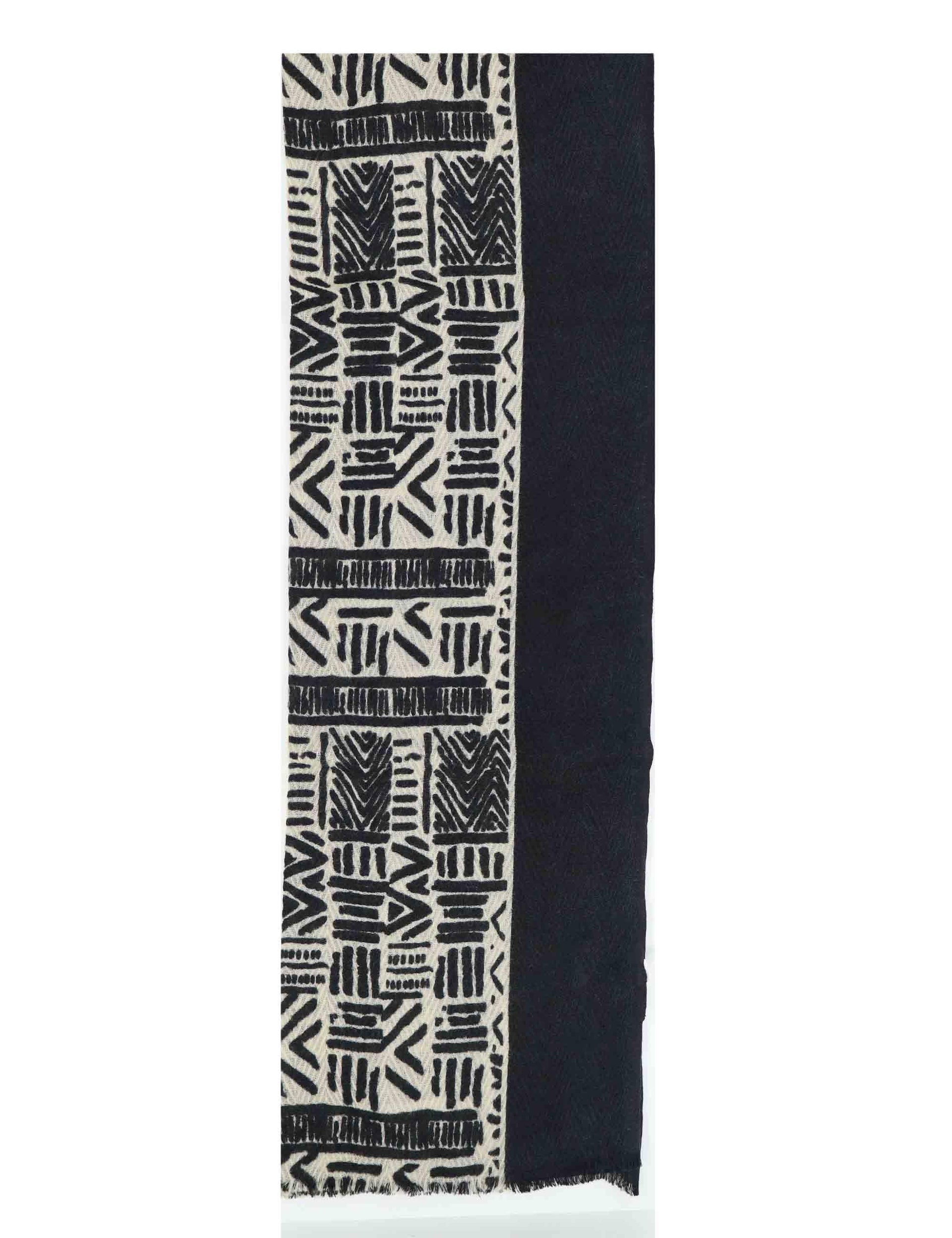 Sciarpe donna in lana nera stampata 61260002 0010 Pyaar 