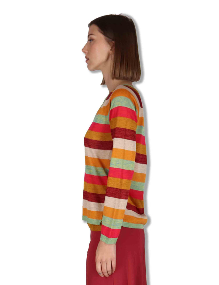 Maglia donna Viscose Fluid in viscosa naturale ruggine e multicolore JQ512177100 31B99 Maliparmi 