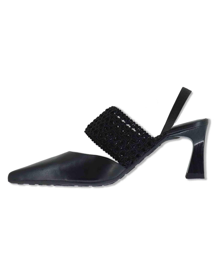 Decollete slingback donna in pelle nera con tacco alto e cinturino elastico HV264779 BLACK Hispanitas 