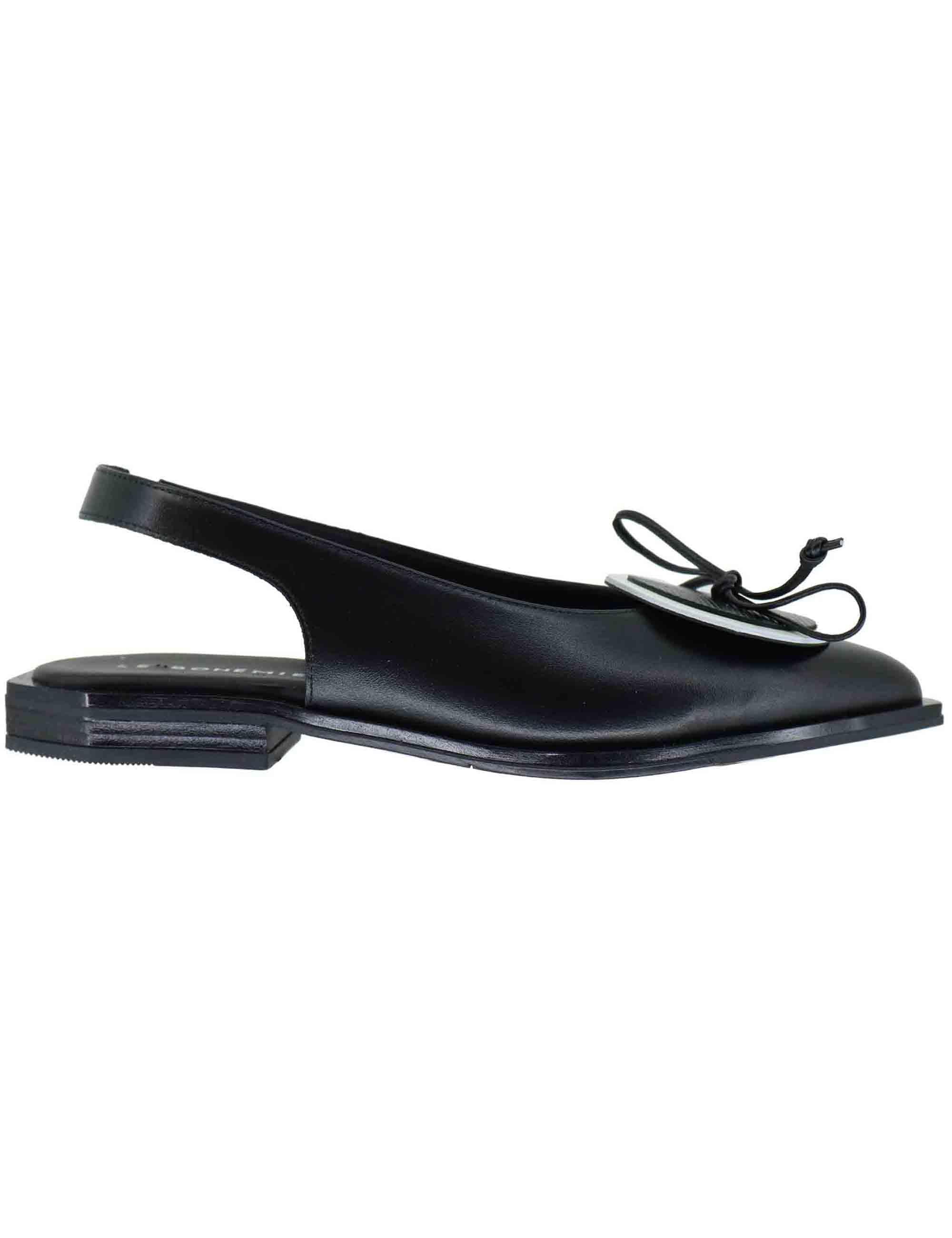 Slingback donna in pelle nera con tacco basso P14 1 Le Bohemien 