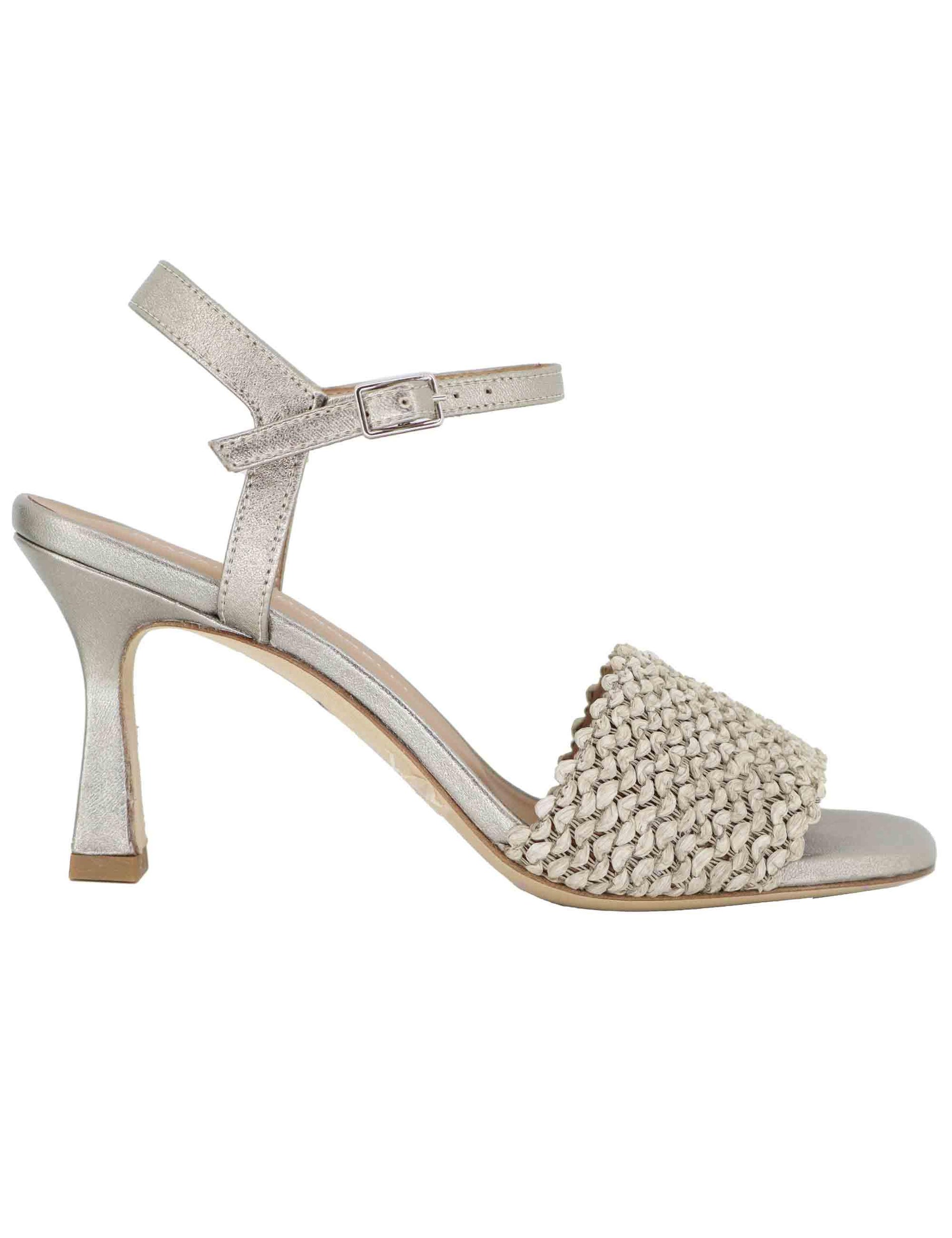 Sandali donna in pelle argento con tacco alto 2233 5 Gianmarco Sorelli 