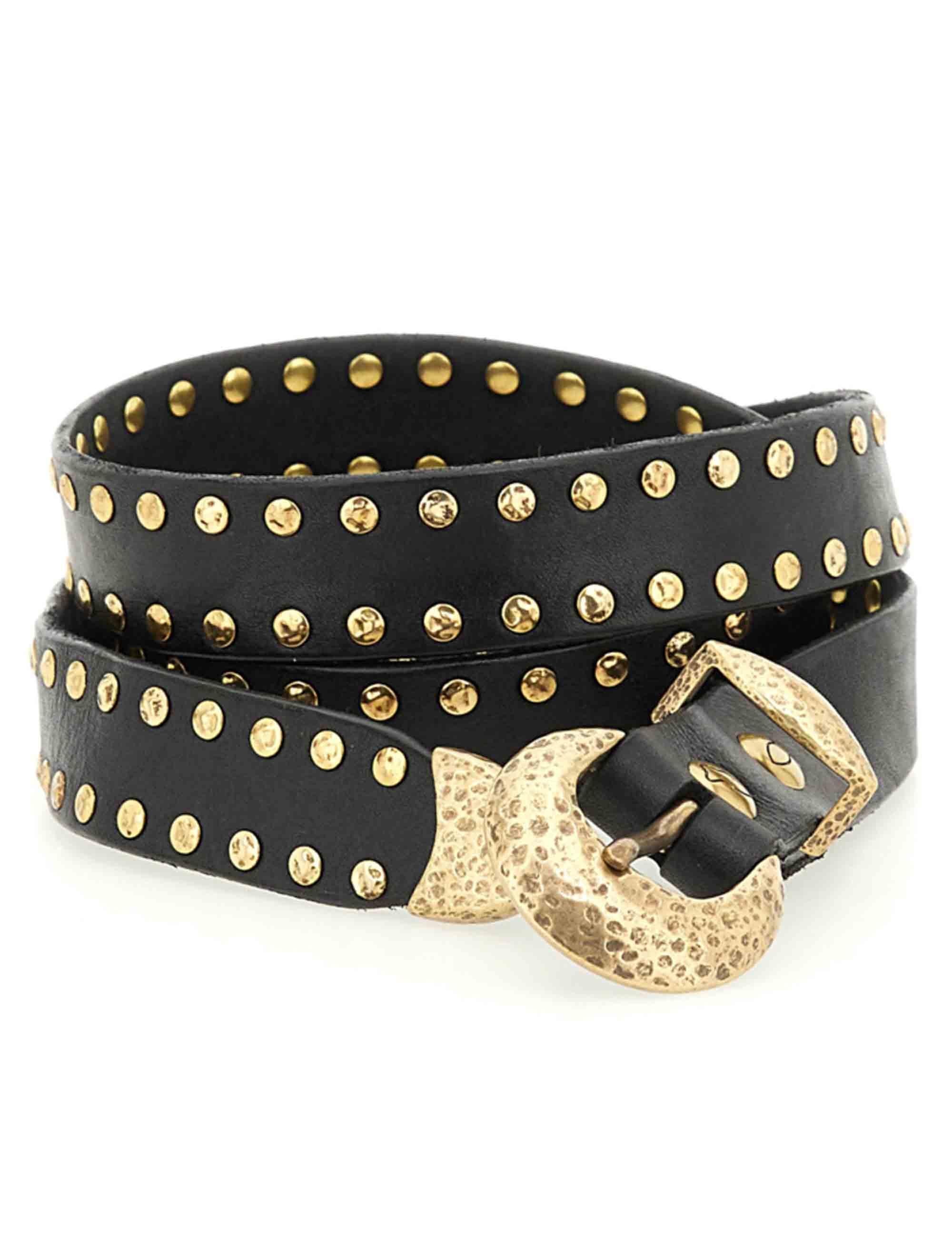 Cinture donna in pelle nera con borchie oro C041460ND X0007 C0001 Campomaggi 