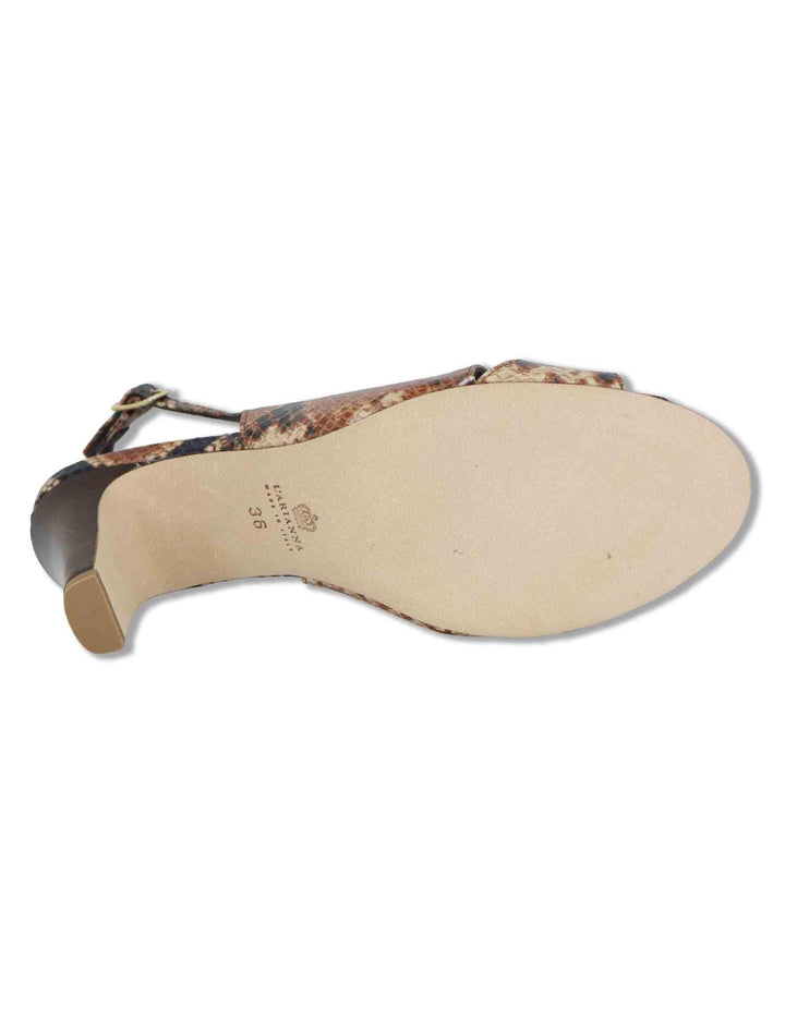 Sandali donna slingback in pelle stampata cuoio con tacco 7cm DS2682/C 014 L'Arianna 