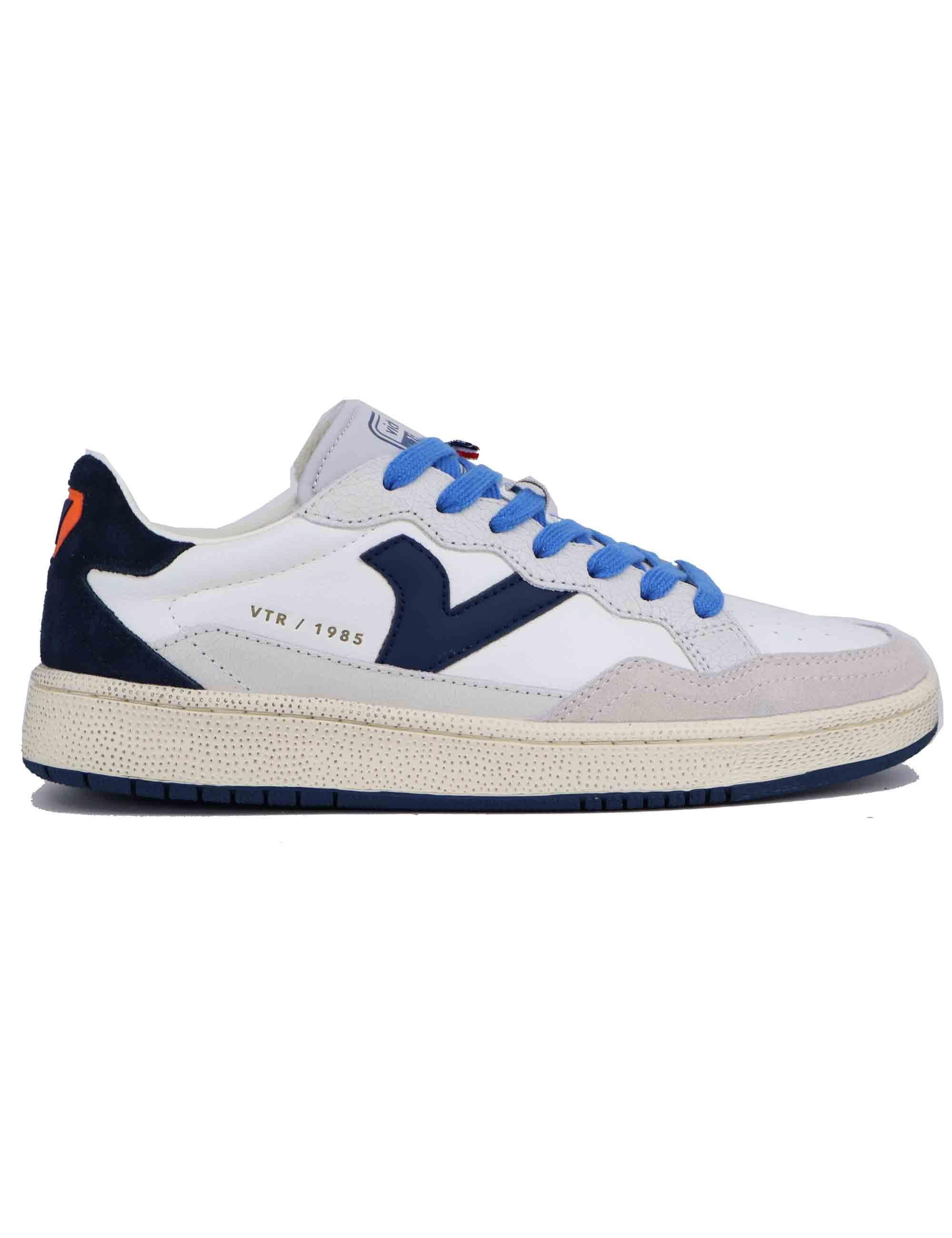 Sneakers uomo in pelle bianca con riporti blu Uomo 8806100 Azul
