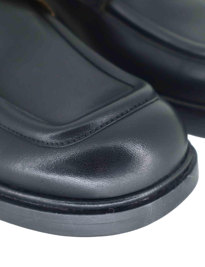 Mocassini donna in pelle nera con suola in gomma e tacco basso SPA600 001 Spatarella 