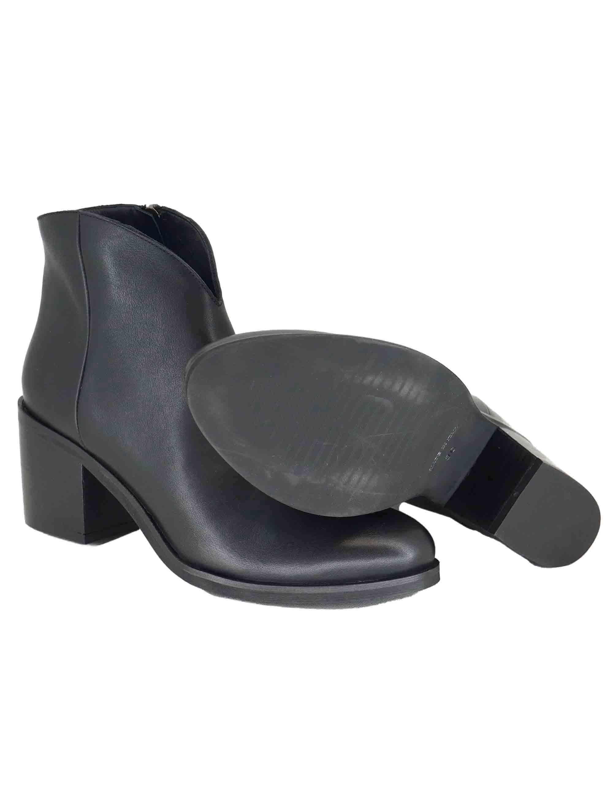 Stivaletti donna in pelle nera con tacco medio in cuoio SERENA 1 001 Tattoo 