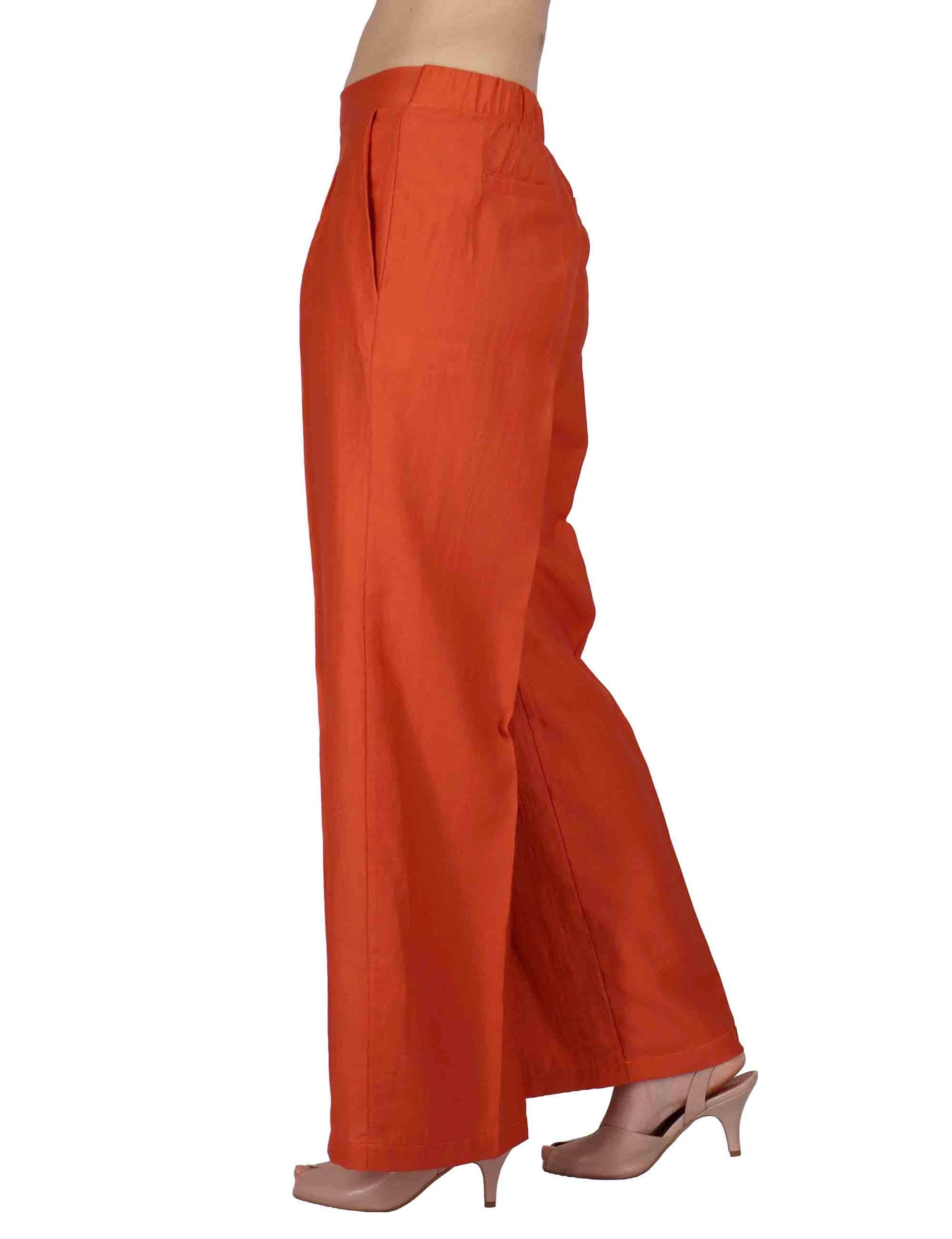 Pantaloni donna Elastic Waist Trousers in lino arancione con elastico in vita JABPN0001-F1369-1254 2520 Justmine 