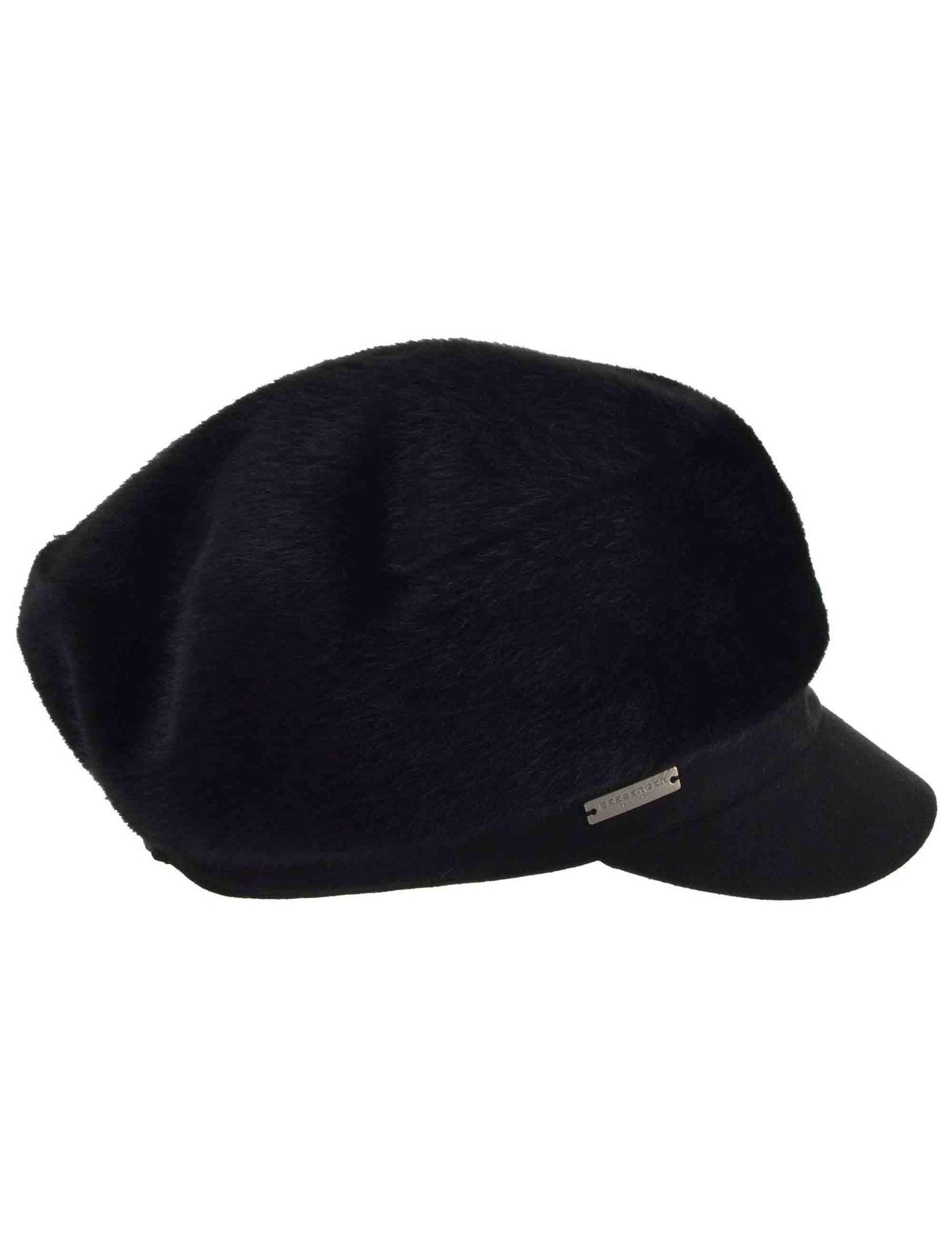 Cappelli donna in eco pelliccia nera con visiera 019740-00000 10 Seeberger Est 1890 