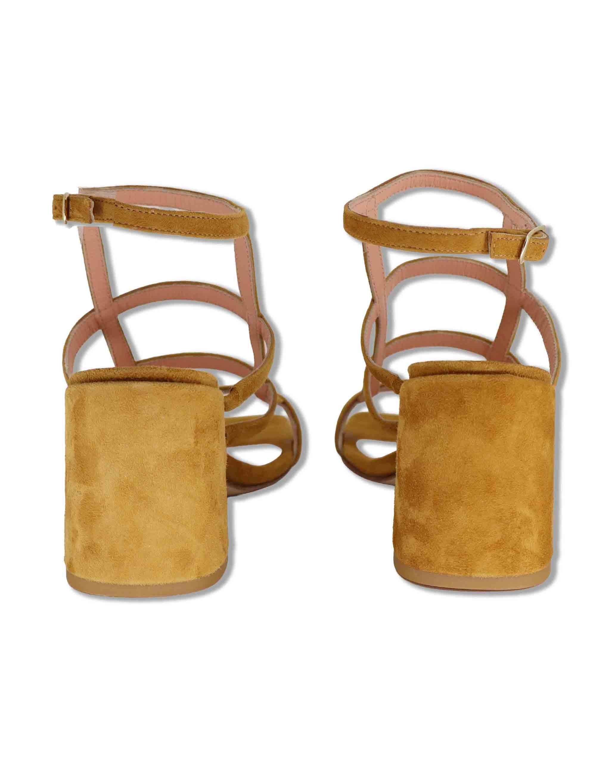 Sandali donna in camoscio cuoio con tacco alto e cinturino alla caviglia SP2523 014 Spatarella 