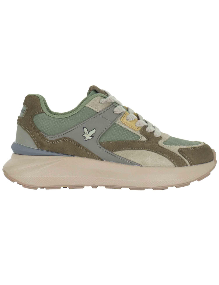 Sneakers uomo in pelle verde con riporti in contrasto e logo laterale GRADY005 364 Lyle & Scott 