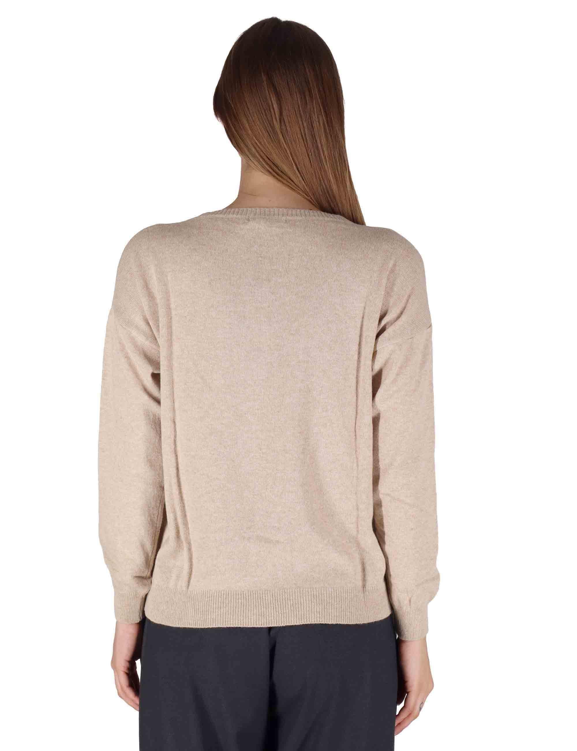 Maglioni donna in misto cachemire taupe girocollo con maniche lunghe SPZ03627 006 Spatarella 