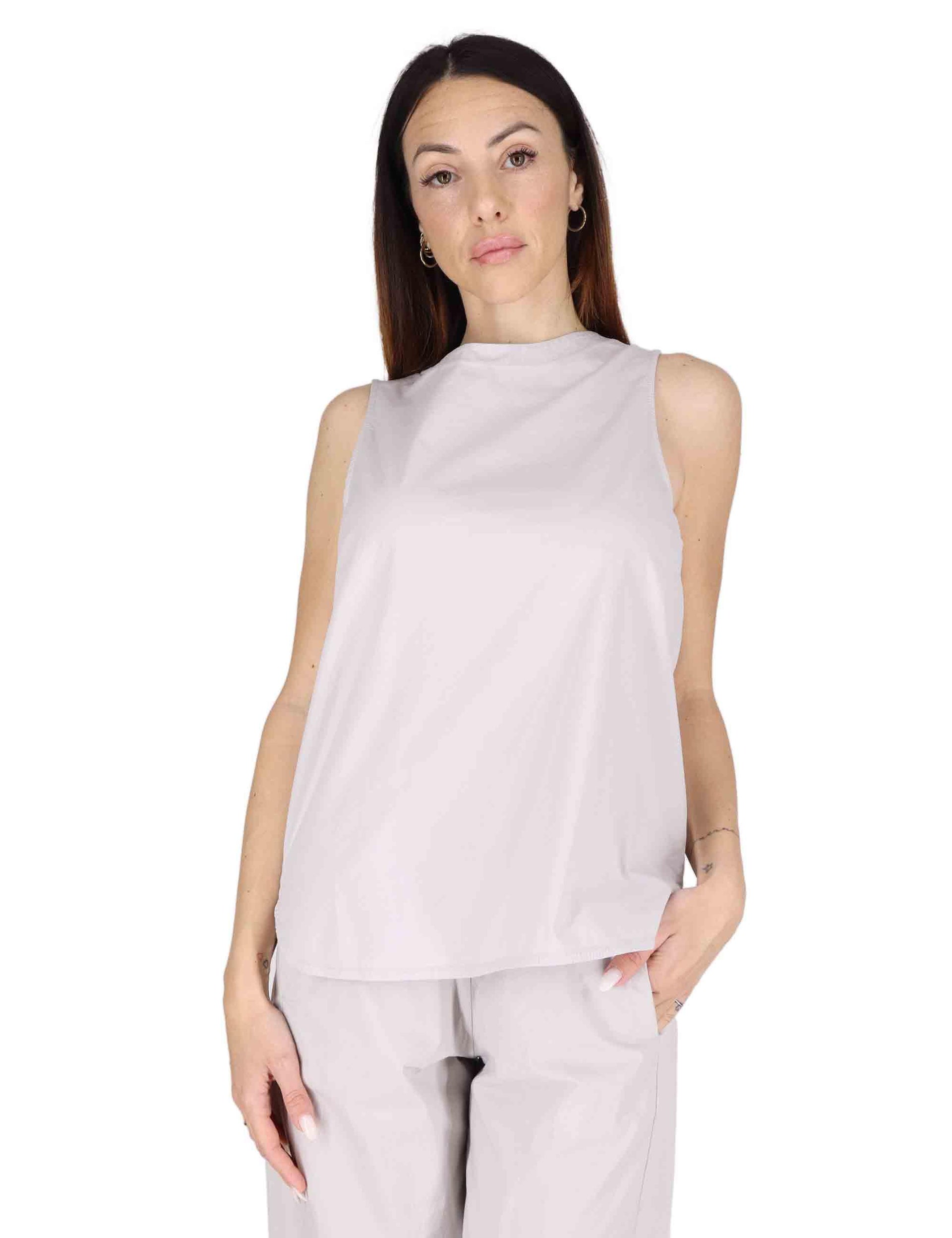 Top donna in cotone grigio CATIA DUST TreBarraBi 