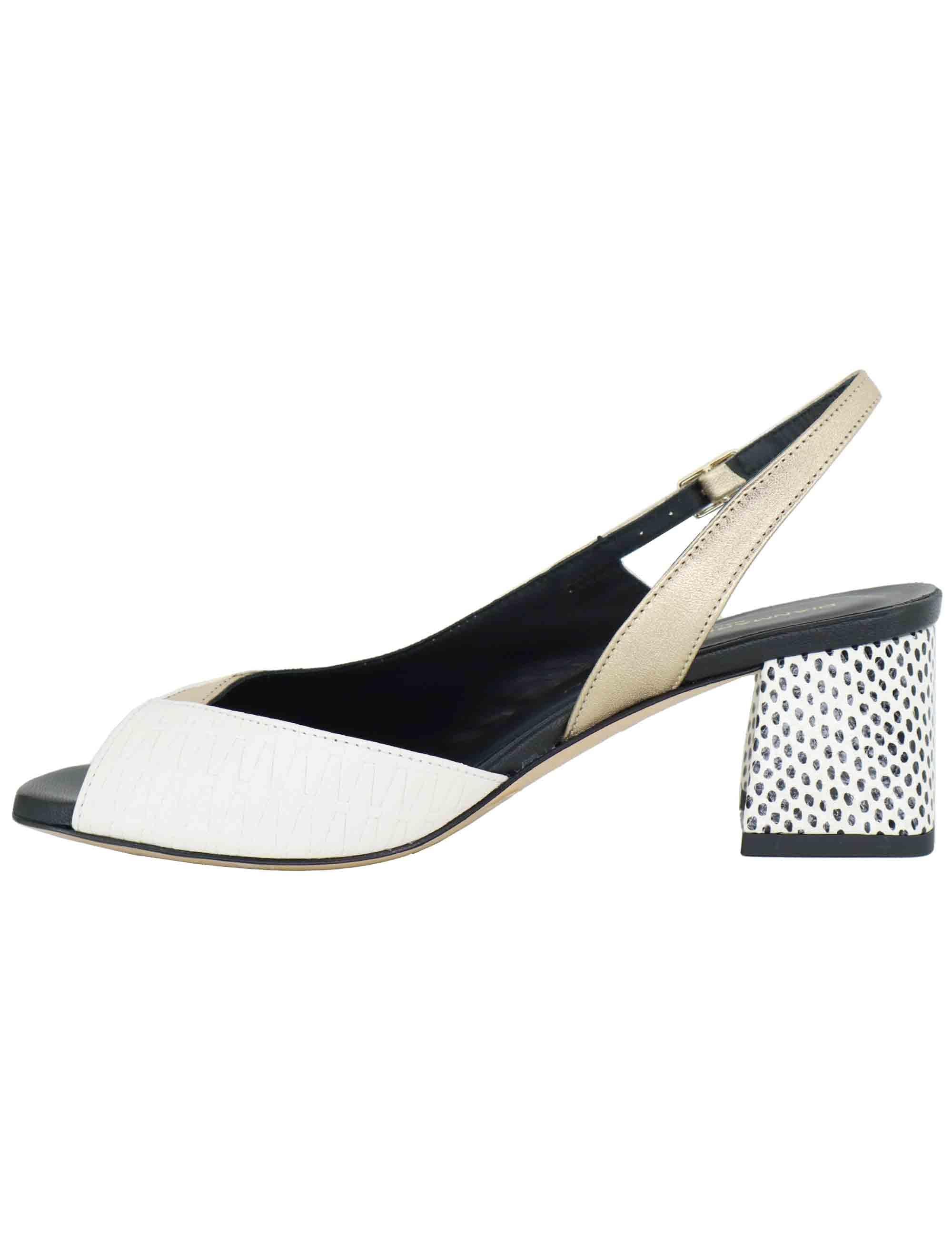 Sandali slingback donna in pelle bianca tacco alto 3007 1 Gianmarco Sorelli 