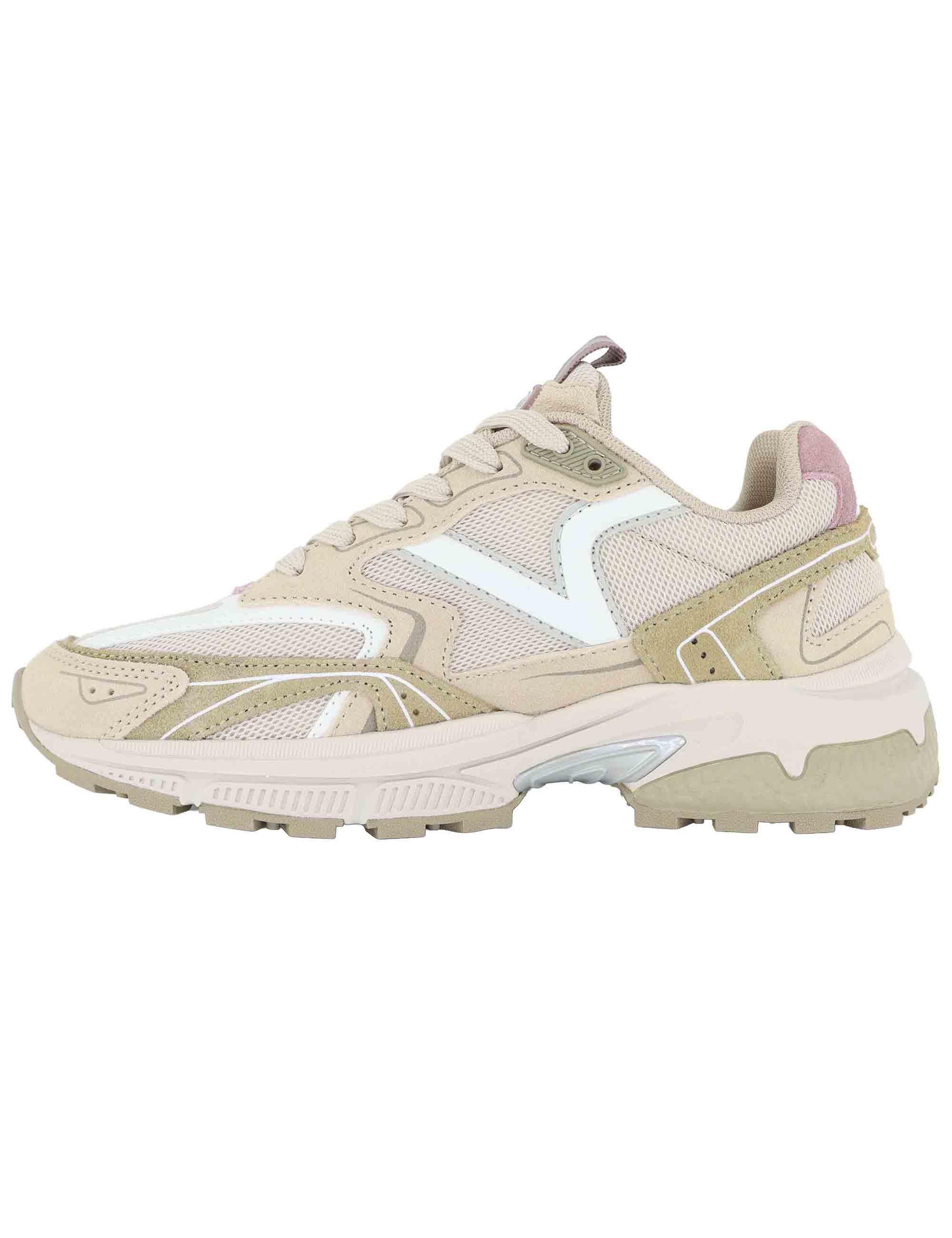 Sneakers donna in tessuto e pelle beige 8809103 Beige Victoria 