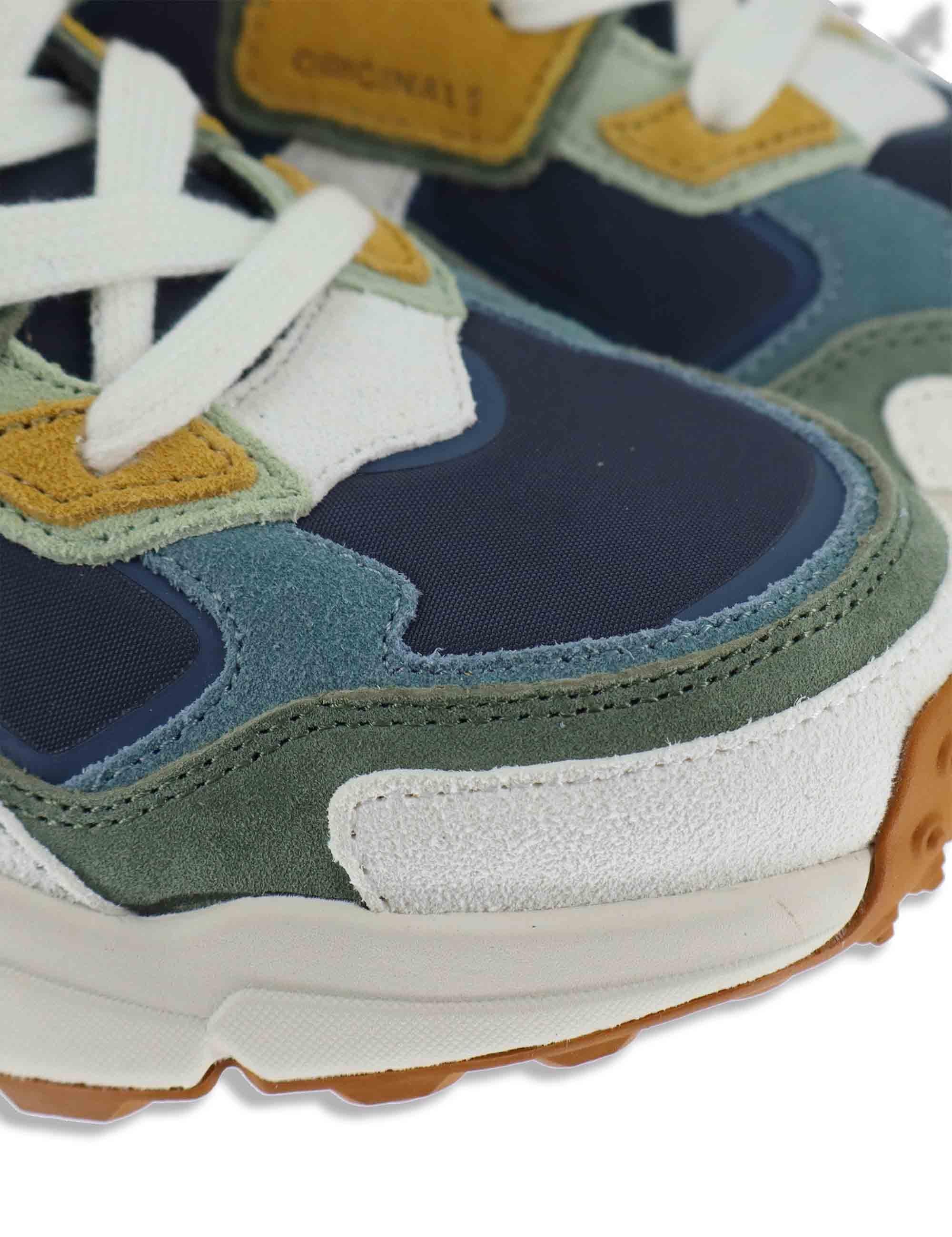 Sneakers uomo in pelle e tessuto blu con suola alta GARNER 023 Colmar 