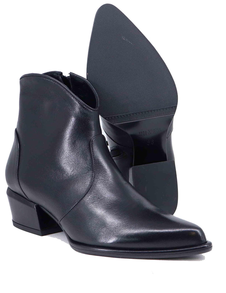 Stivaletti donna in pelle nera con punta texana SP1039 001 Spatarella 