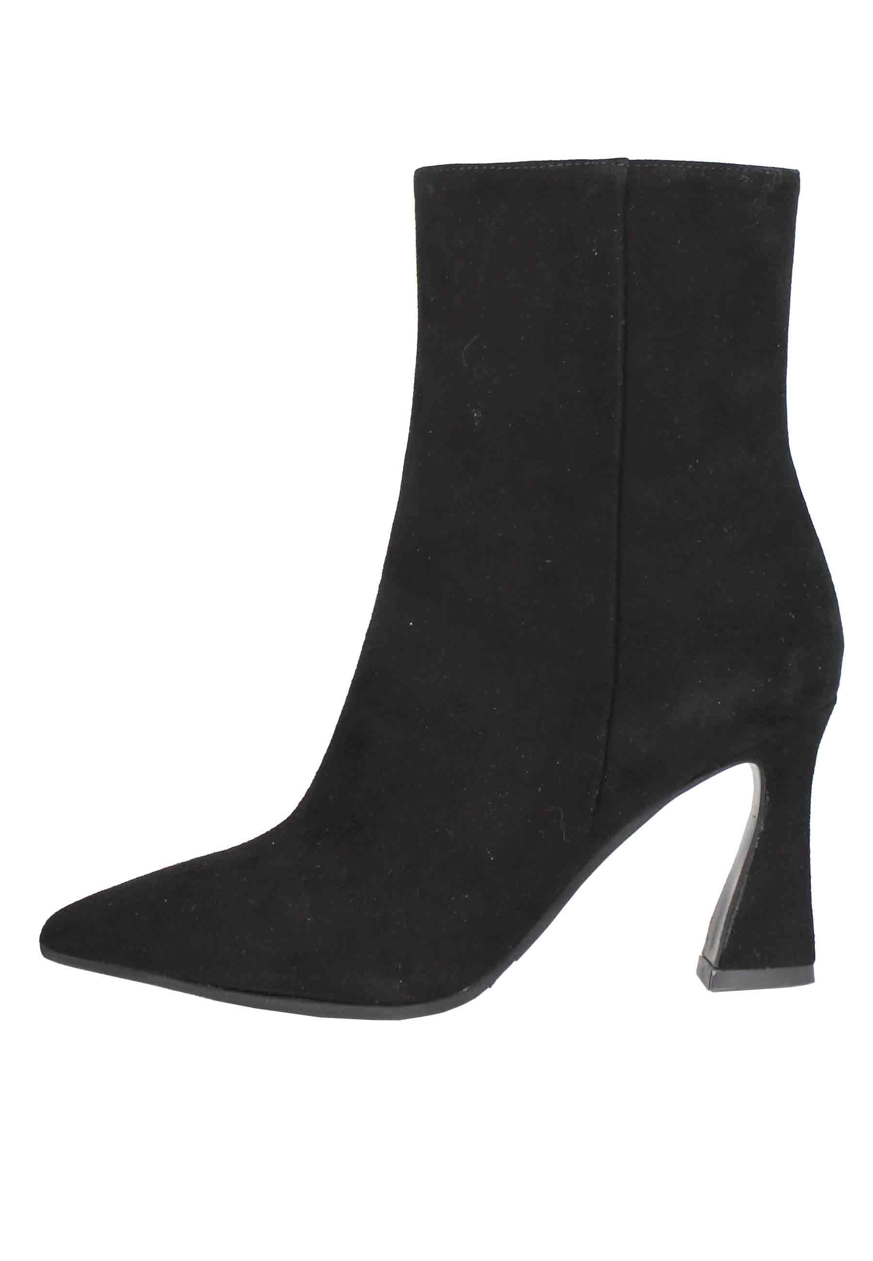 Stivaletti donna in camoscio nero tacco alto punta a punta SP1716 001 Spatarella 