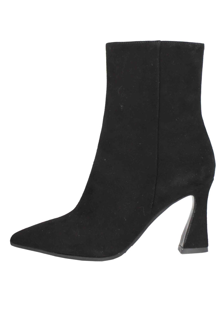 Stivaletti donna in camoscio nero tacco alto punta a punta SP1716 001 Spatarella 