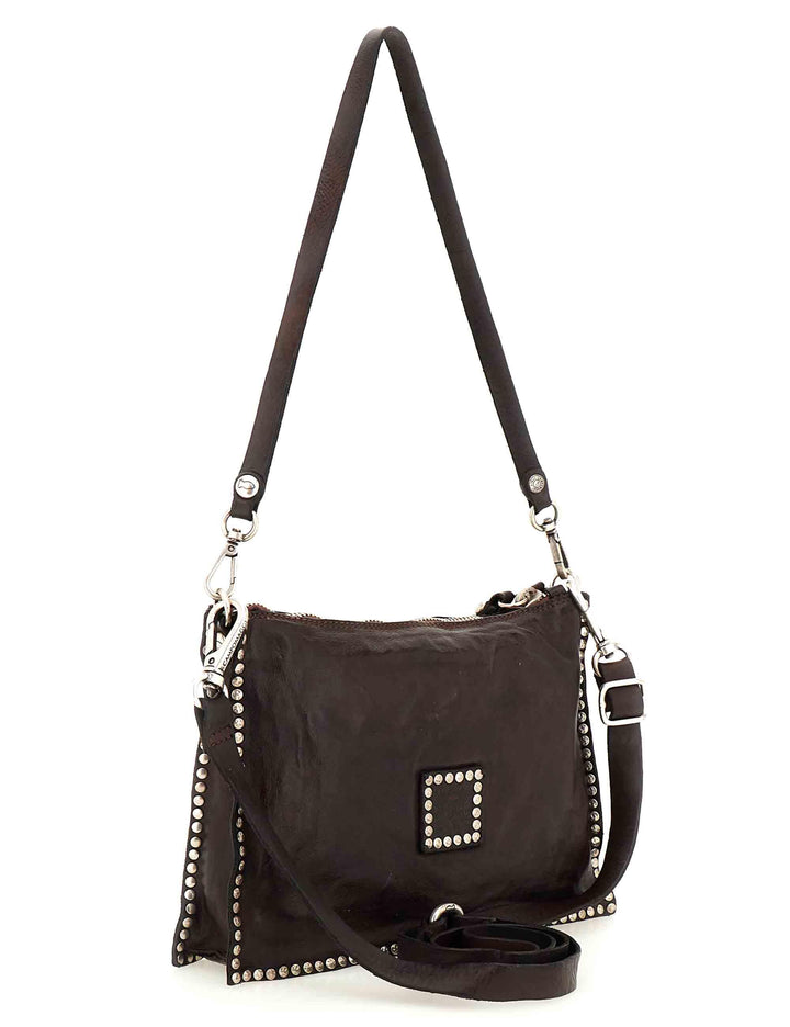 Borse donna Asteria in pelle marrone con borchie e strass C044400ND X2983 C1501 Campomaggi 