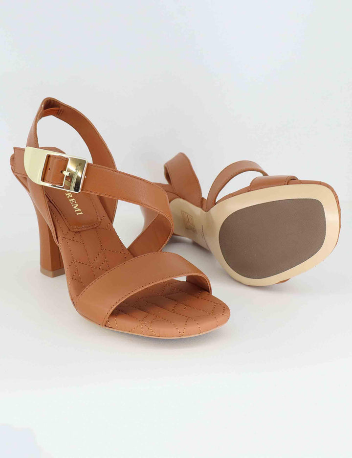 Sandali donna in pelle cuoio tacco alto con fibbia oro BL5703X 014 Bruno Premi 