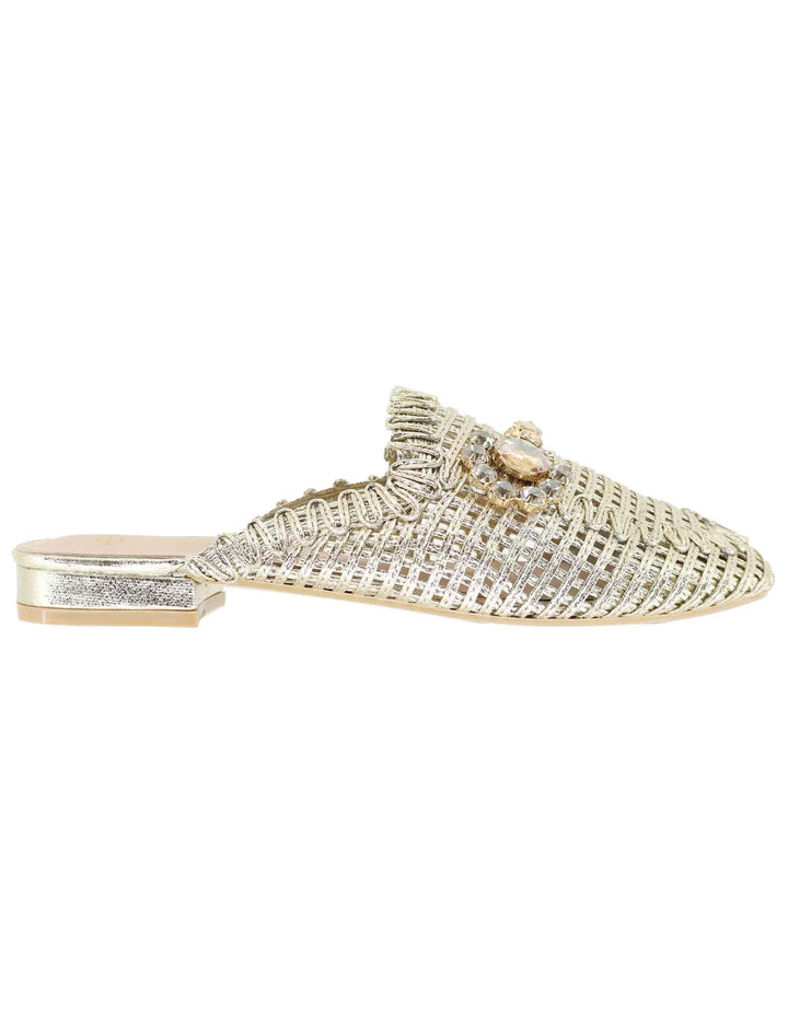 Mule donna in tessuto oro con morsetto U439W0811L46 23008-A1 Exe 