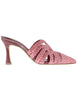 Mules femme en cuir tressé rose à talon haut Donna CH2500/RT 066