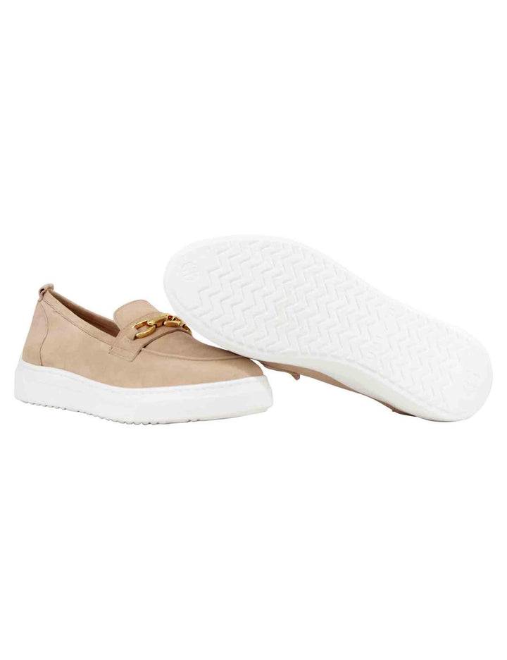 Mocassini donna in pelle scamosciata nude con zeppa in gomma FINDAY KS SKIN Unisa 