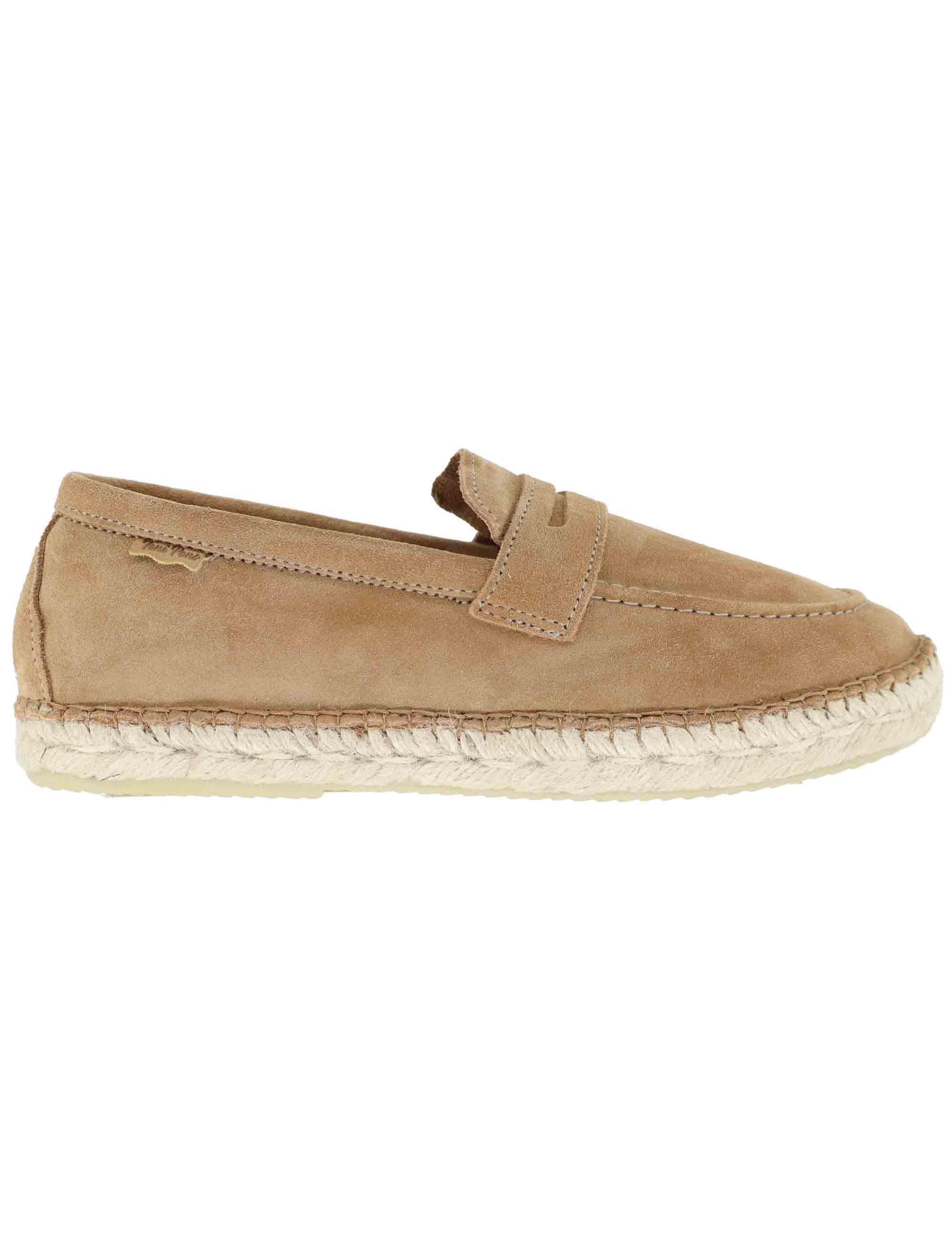 Mocassini espadrillas uomo in camoscio cuoio Benet Camel Toni Pons 