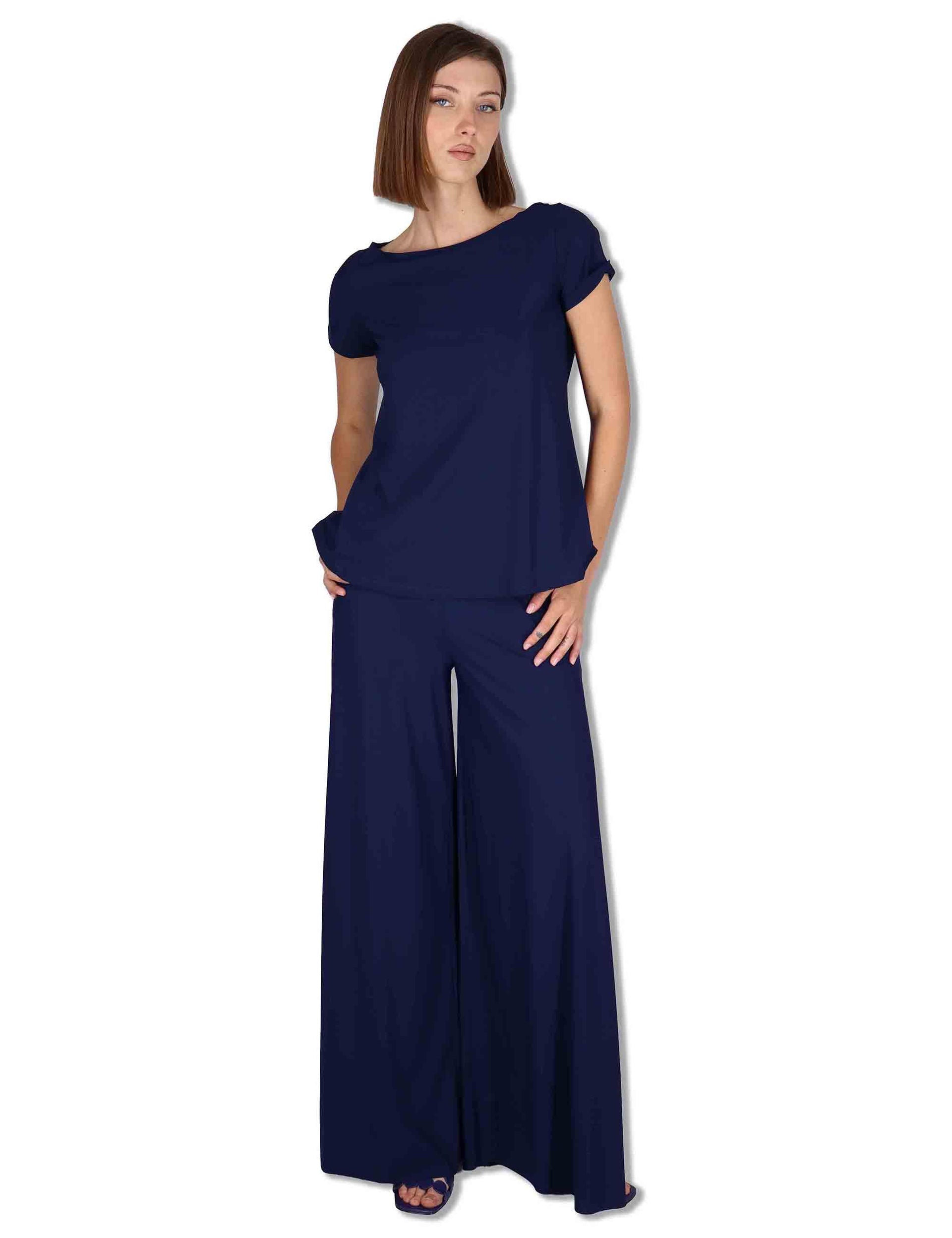 T-Shirt donna Soft in jersey blu mezza manica JK028170210 80043 Maliparmi 