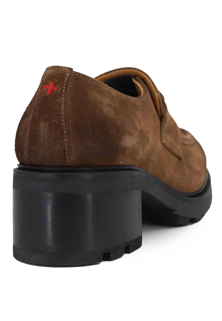 Mocassini donna in camoscio marrone con suola carrarmato AFRA 12A Gio + 