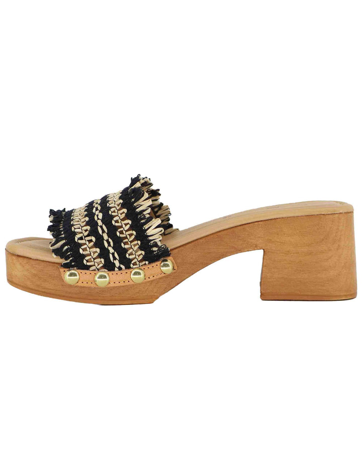 Sandali donna in rafia intrecciata beige con tacco in legno SR9234 001 Sandro Rosi 