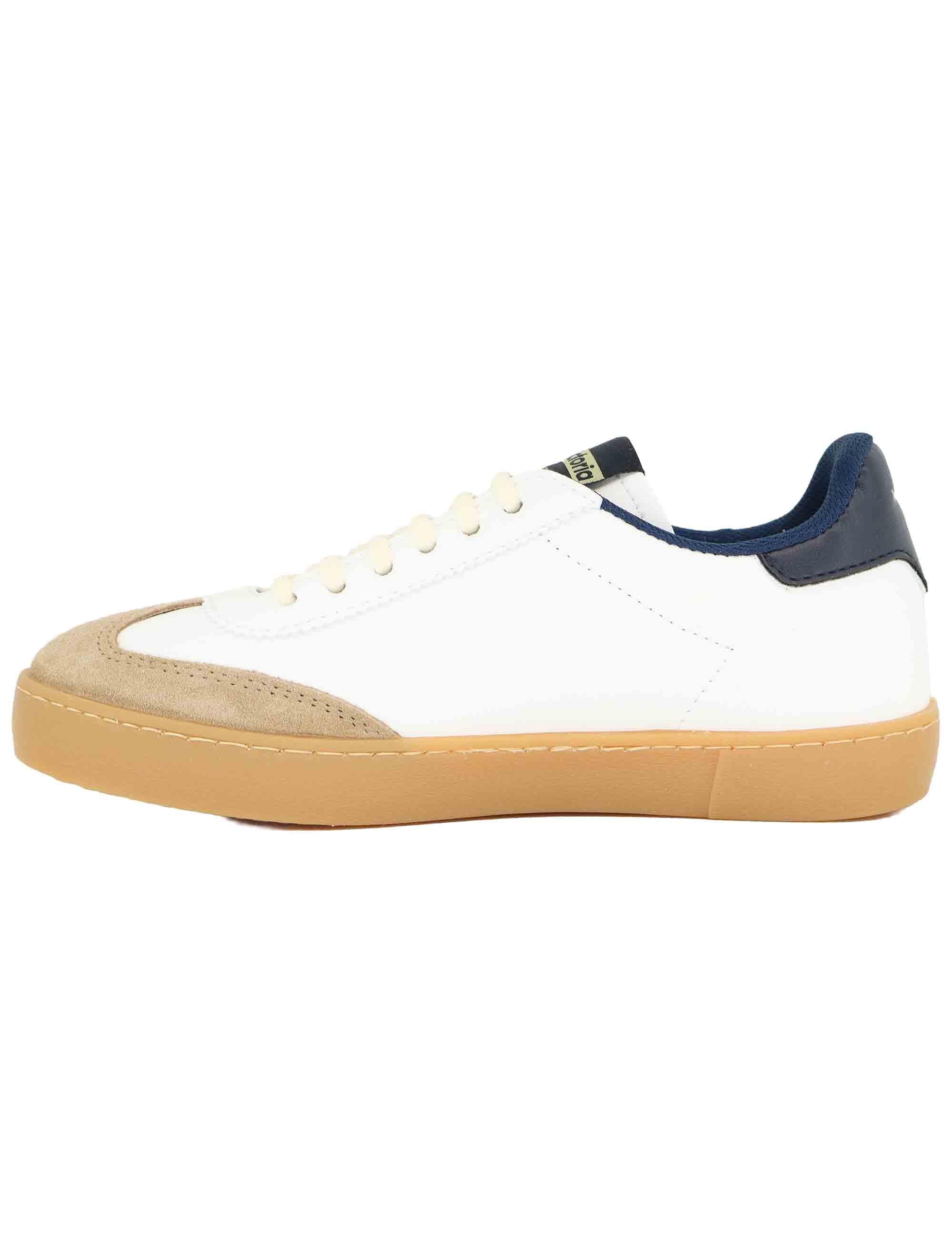 Sneakers donna in pelle bianca e camoscio beige 1126217 Marino Victoria 