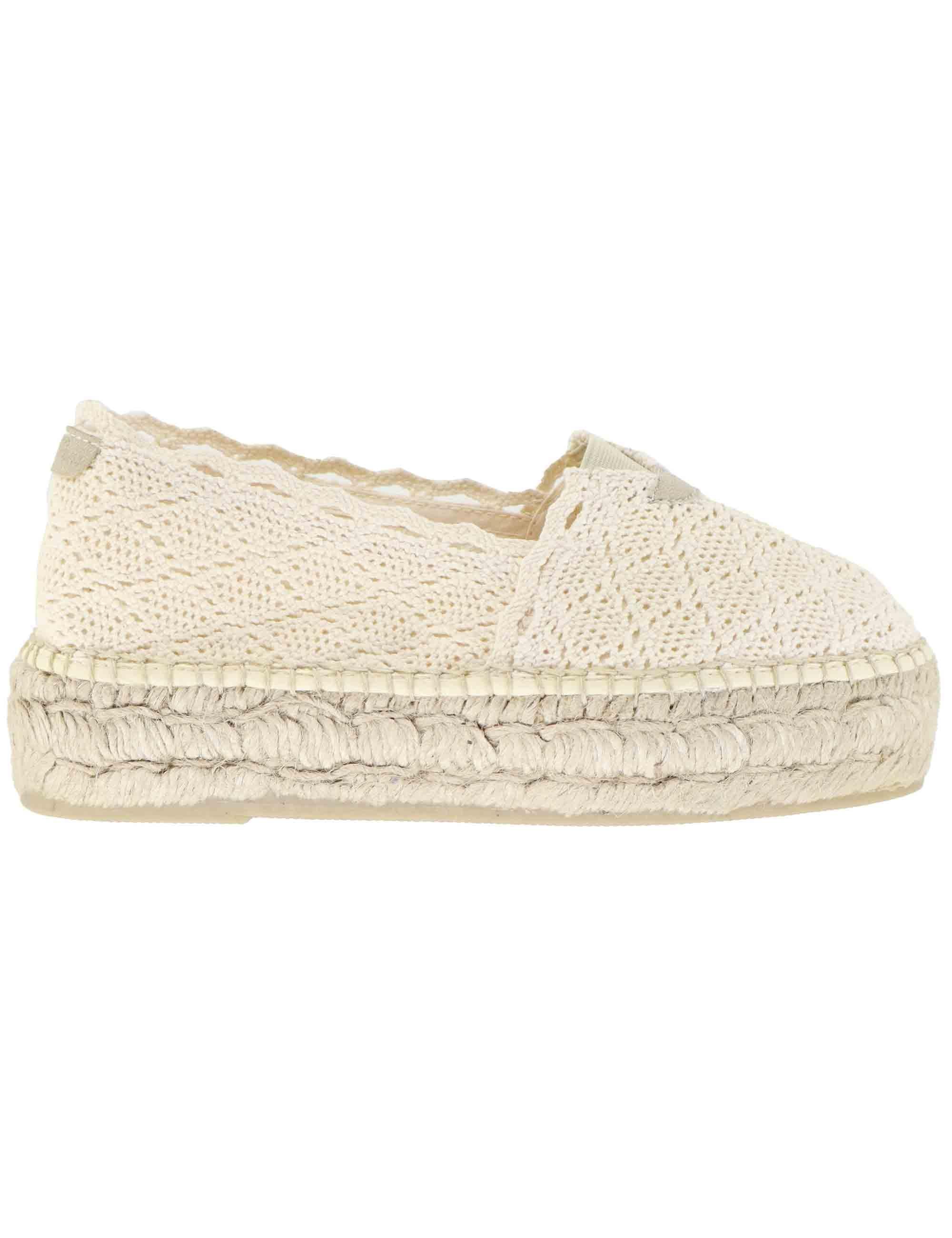 Mocassini donna espadrillas in tessuto off white Aitana Cru Toni Pons 
