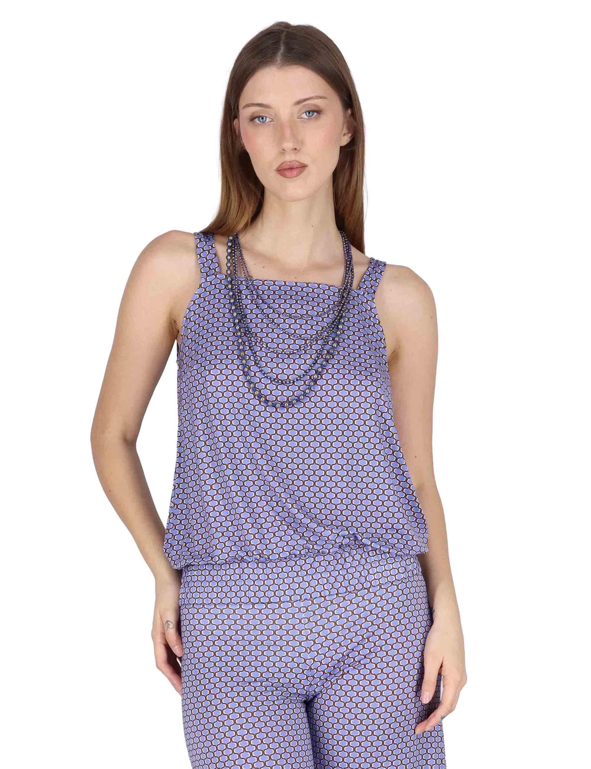 Top donna Square Neck Tank in jersey stretch lilla a fantasia JFATS0001-E2825-1267 6090 Justmine 