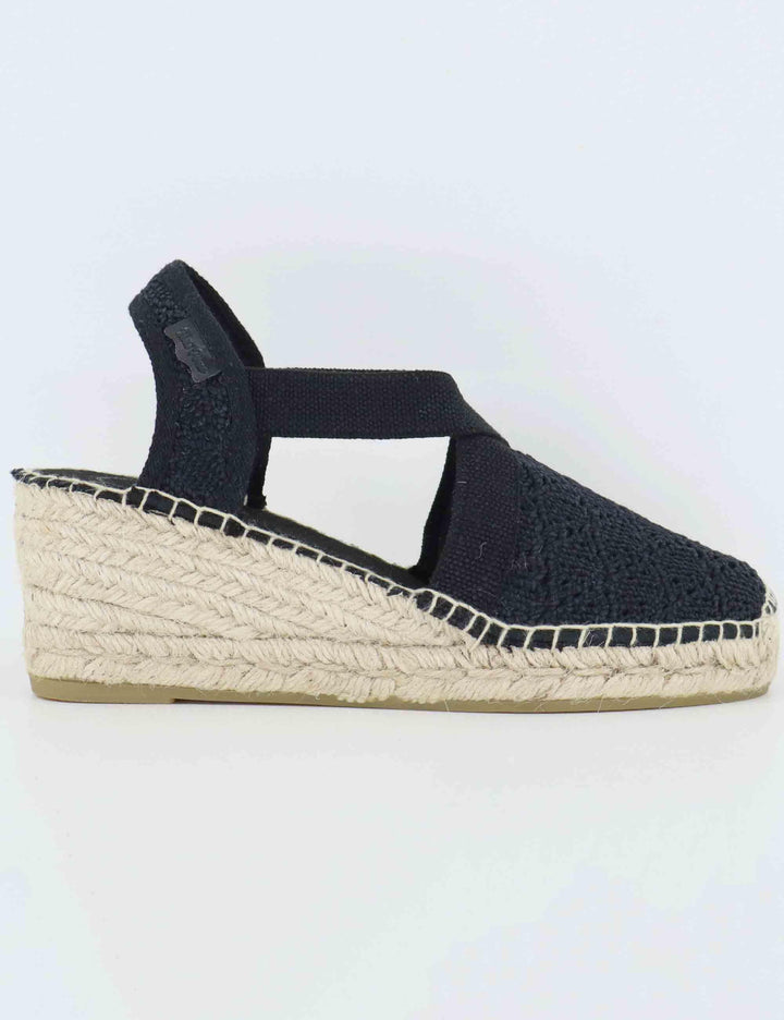 Sandali espadrillas donna in tessuto nero con elastici Terra Negre Toni Pons 