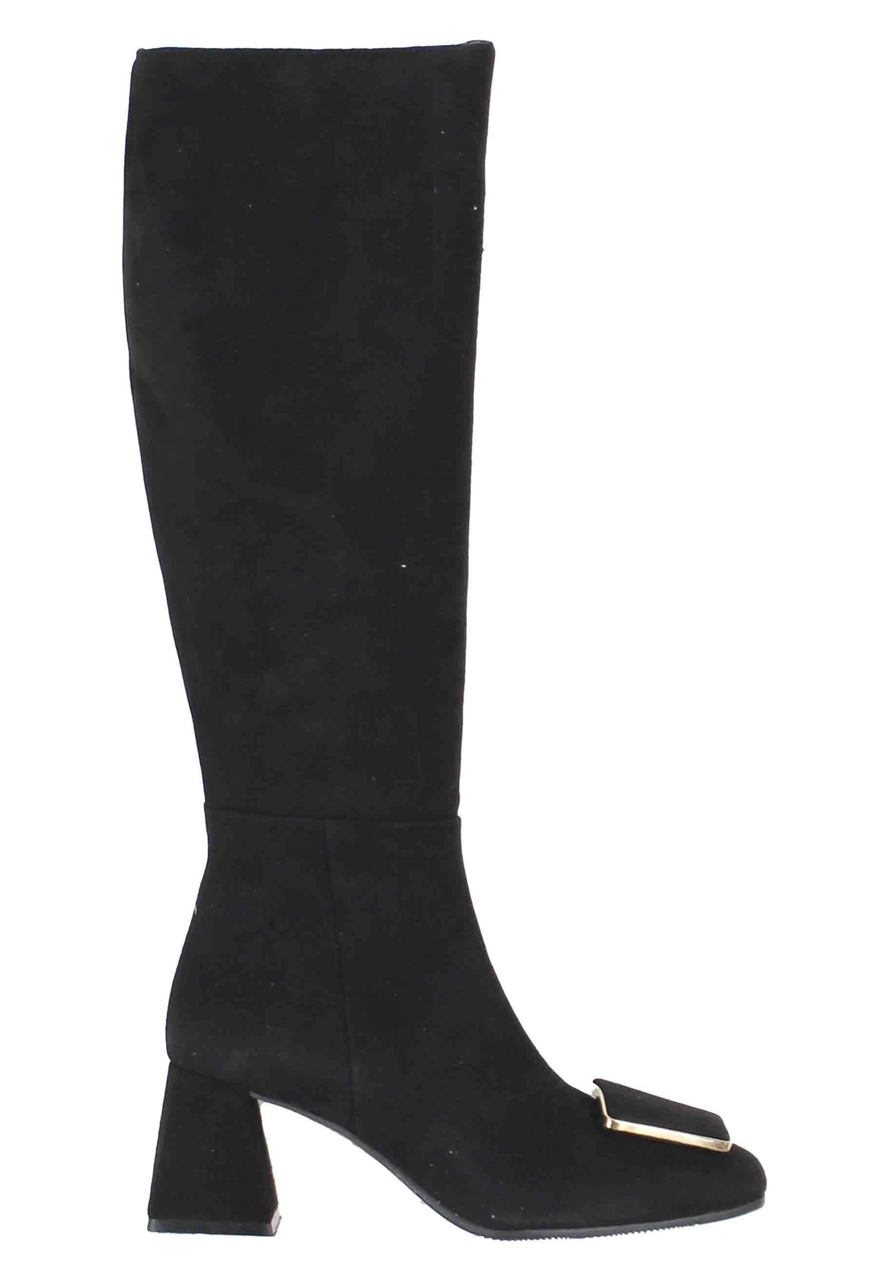 Stivali donna in camoscio nero con fibbia SP6536 001 Spatarella 