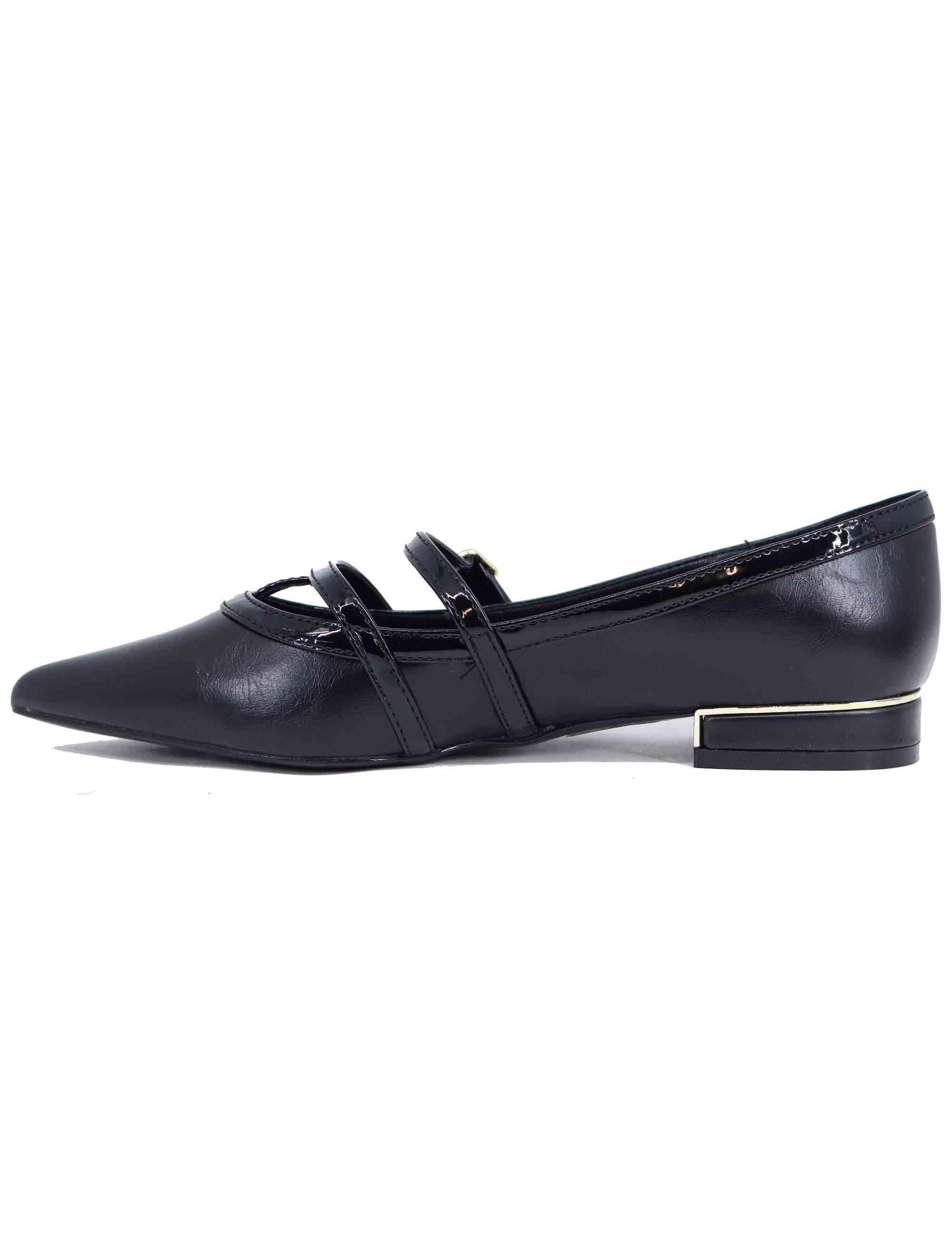 Ballerine donna in eco pelle nera con punta a punta T170008117F7 001 Exe 