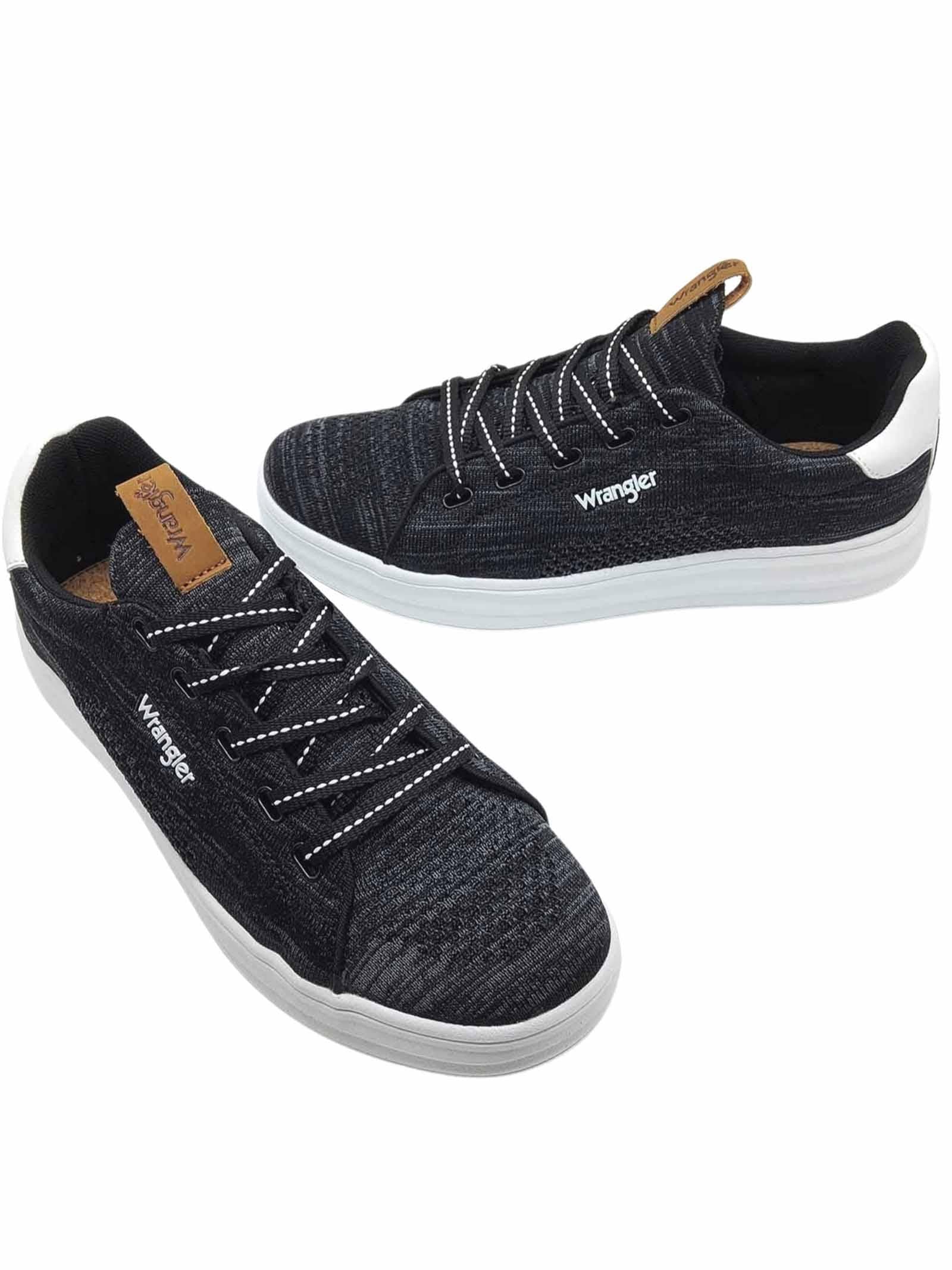 Calzature Uomo Sneakers Jelly Stringate in Tessuto Nero e Suola in Gomma Bianca Ultra Leggera WM11000A 001 Wrangler 