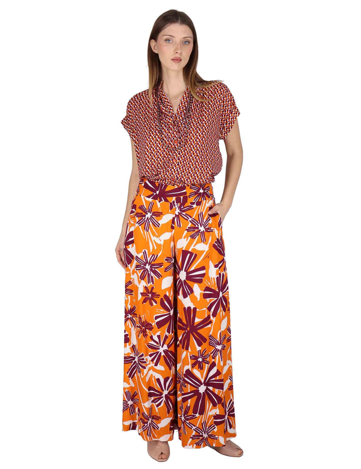 Camicie donna Flared Shirt in viscosa naturale arancione stampata JABCM0001-F1526-1245 2102 Justmine 