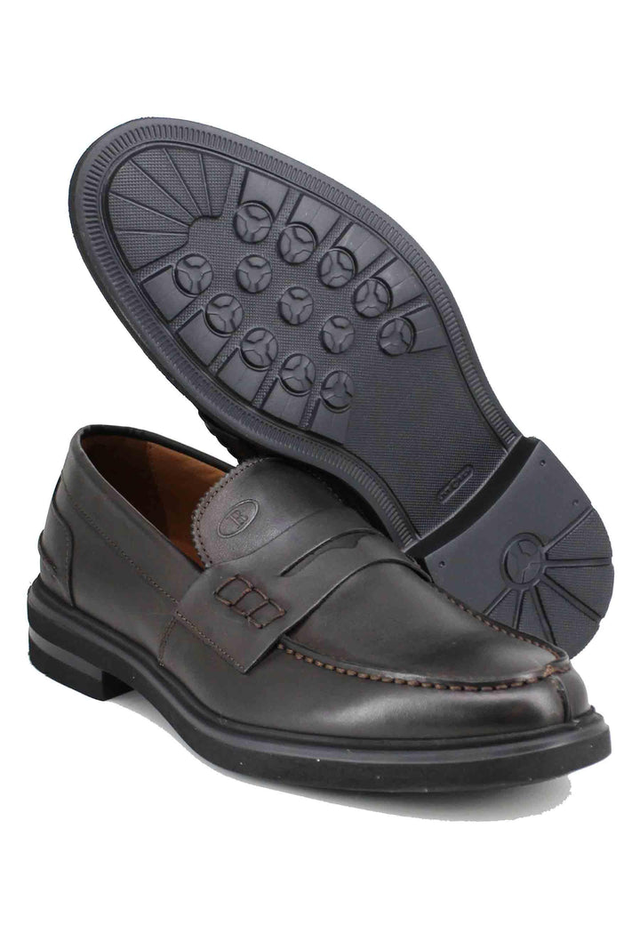 Mocassini uomo in pelle marrone con fondo gomma AWARD 17 013 Rogal's 