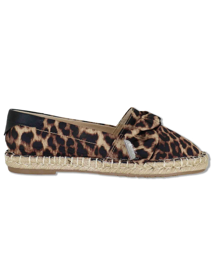 Mocassini donna in tessuto animalier con zeppa in corda e fiocco CAPRI 03 LEOPARD Liu-Jo 