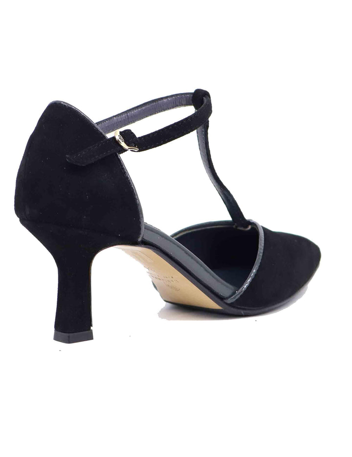 Mary Jane donna in camoscio nero tacco basso DE2413/RT 001 L'Arianna 