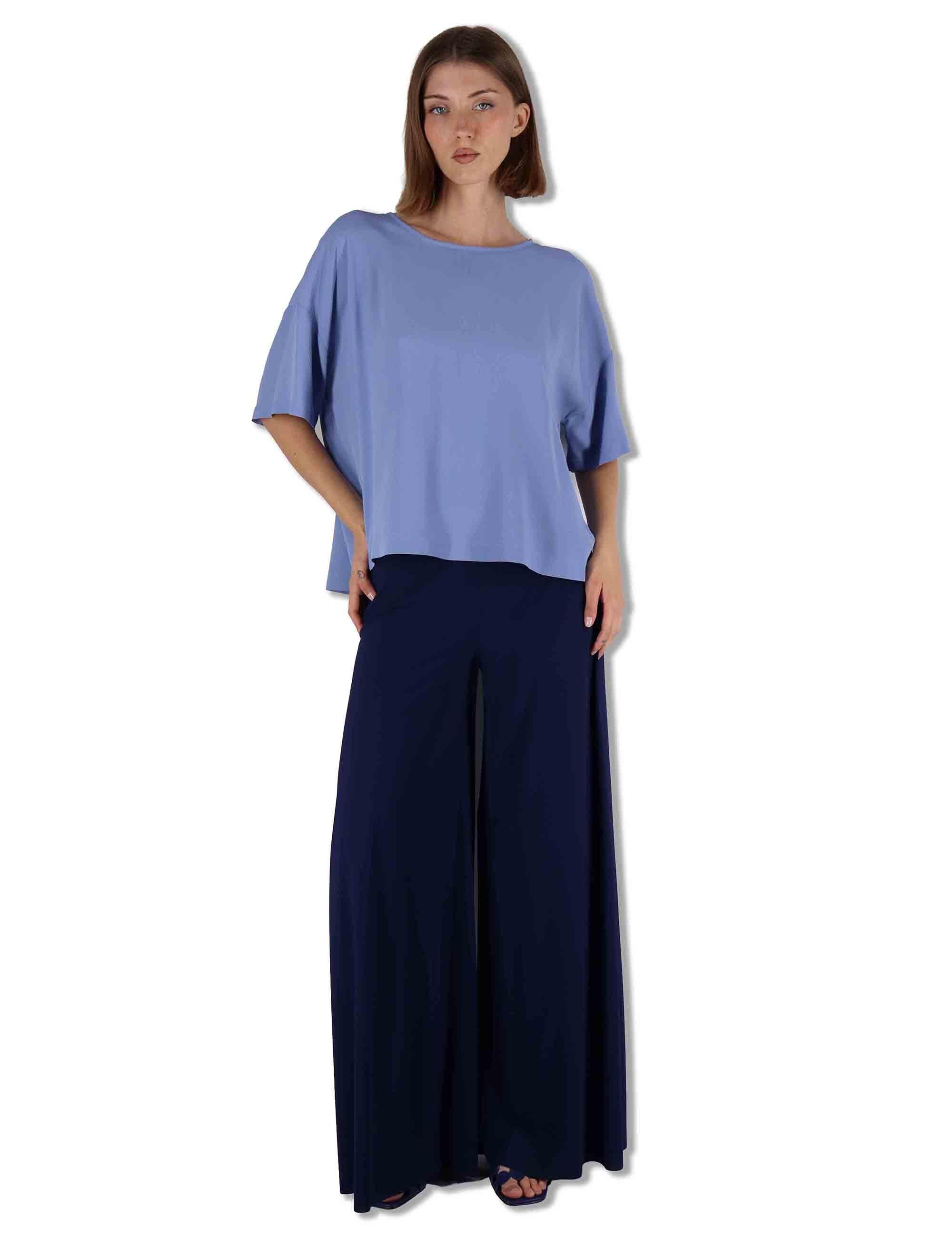 Camicie donna Fluid Crepe in misto seta azzurro maniche a 3/4 JM440050672 81001 Maliparmi 