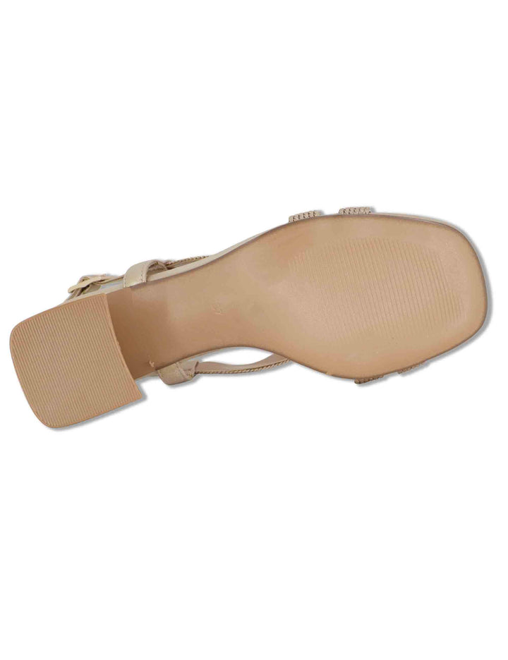 Sandali donna in tessuto cipria con cinturino posteriore e tacco medio W4700467 319N Tsakiris Mallas 