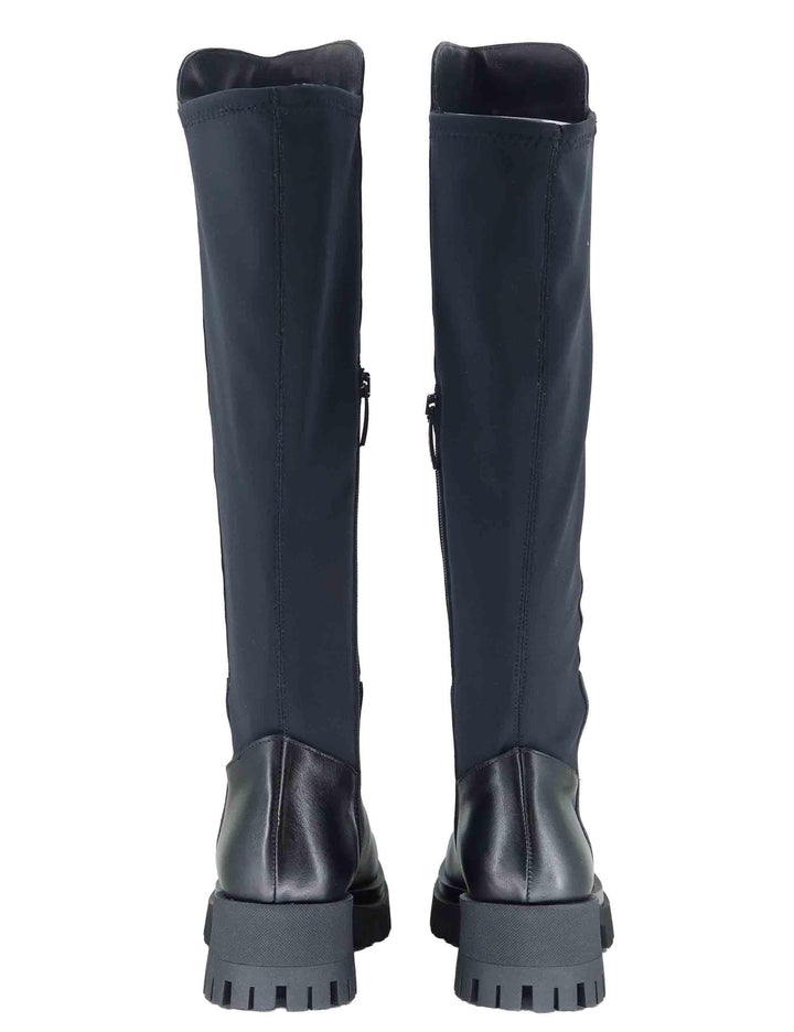 Stivali donna in pelle nera con elastico posteriore e suola in gomma SP7312 001 Spatarella 