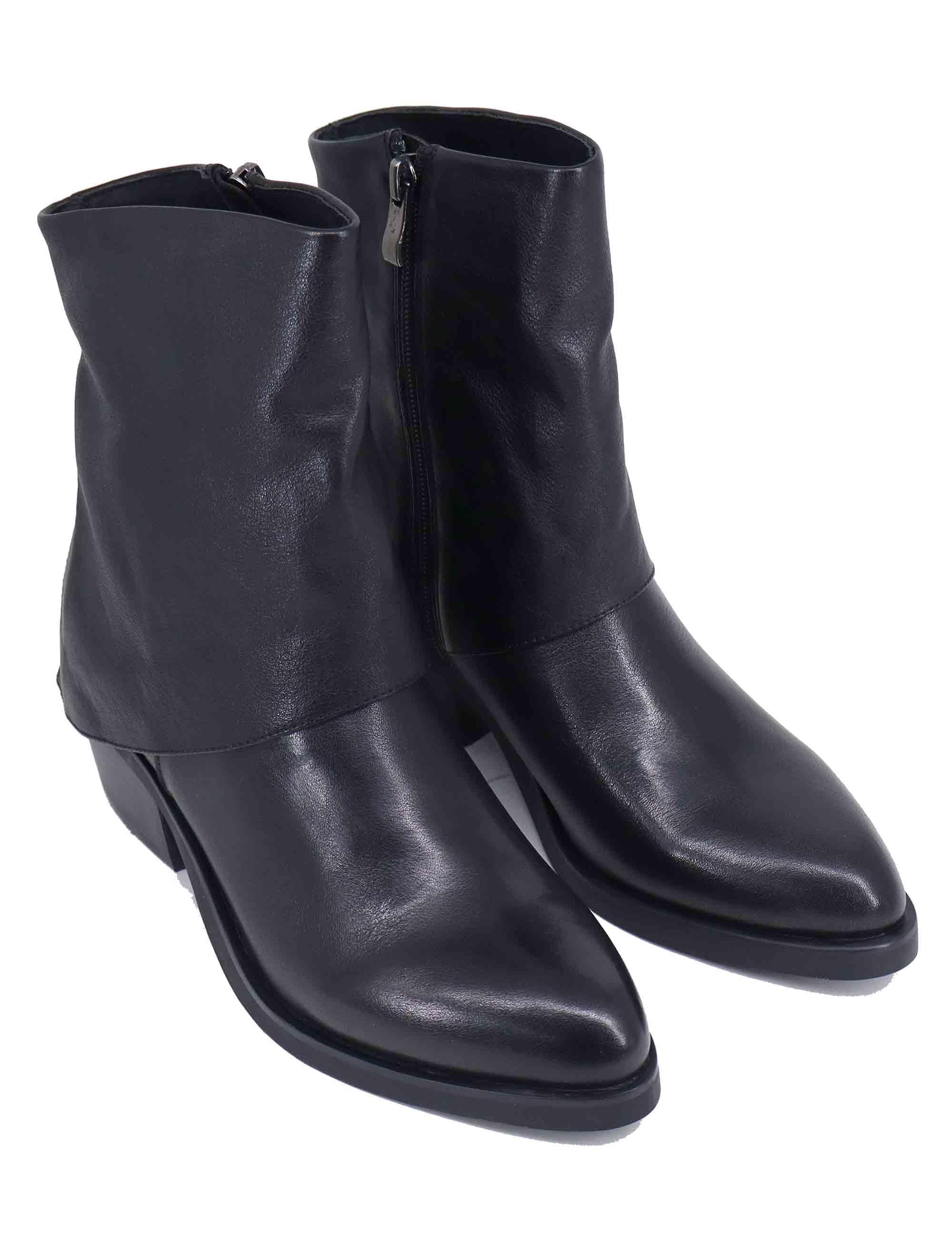 Stivaletti donna in pelle nera con risvolto BI5905X 001 Bruno Premi 