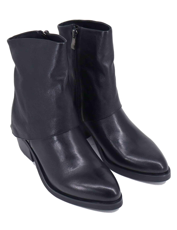 Stivaletti donna in pelle nera con risvolto BI5905X 001 Bruno Premi 
